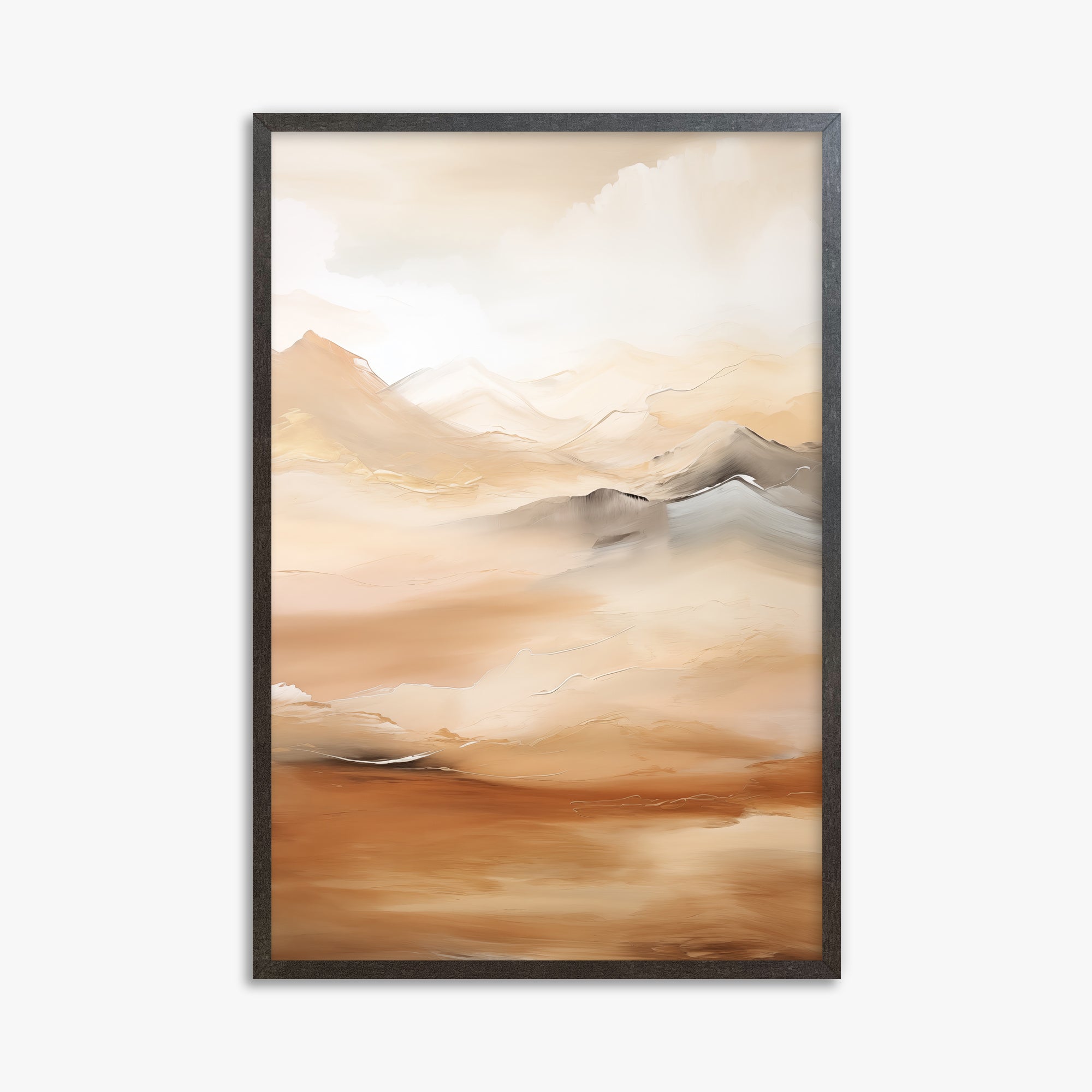 Desert Mirage Mountains, 61x91cm Framed Art Reproduction With Espresso Frame