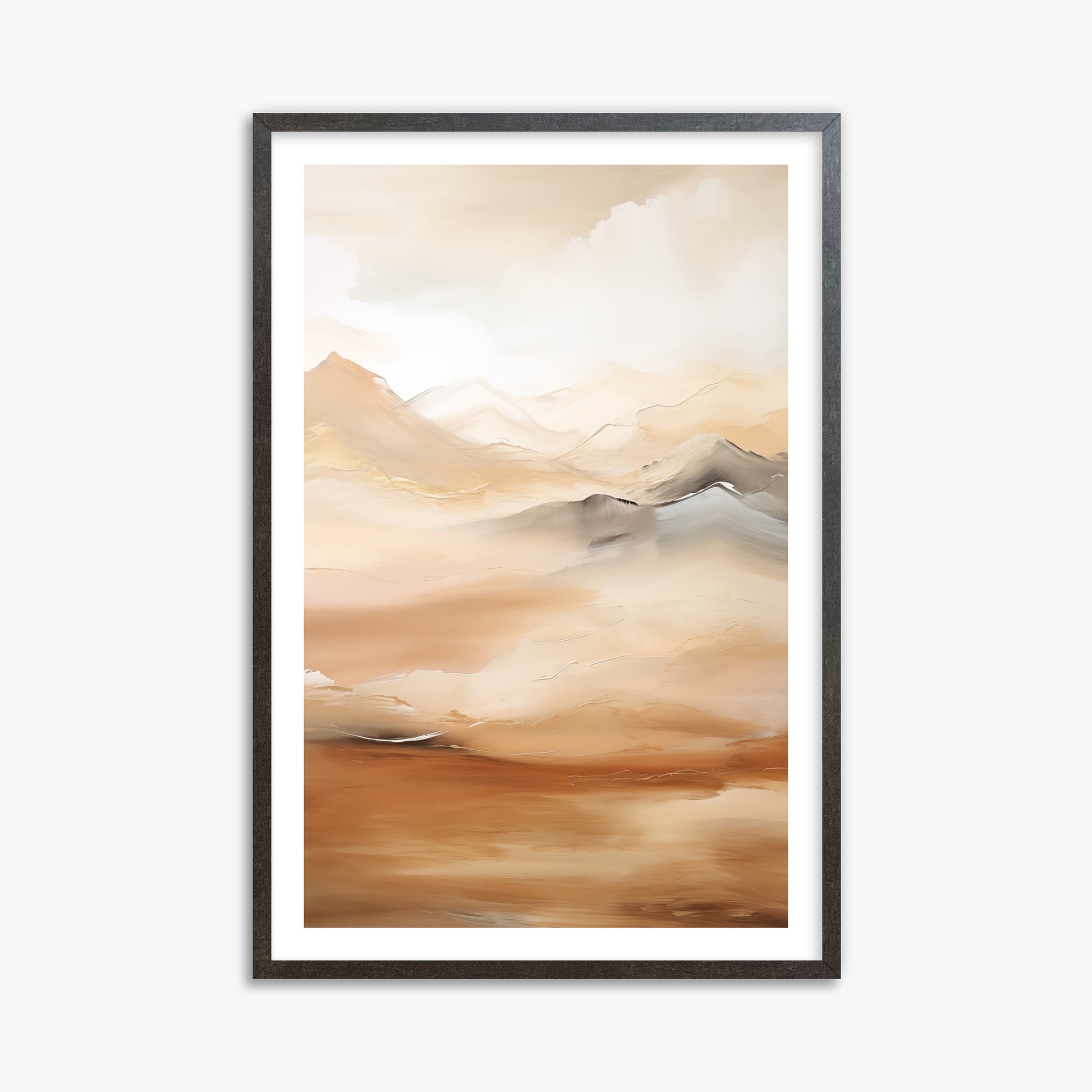 Desert Mirage Mountains, 61x91cm Framed Art Reproduction With Espresso Frame