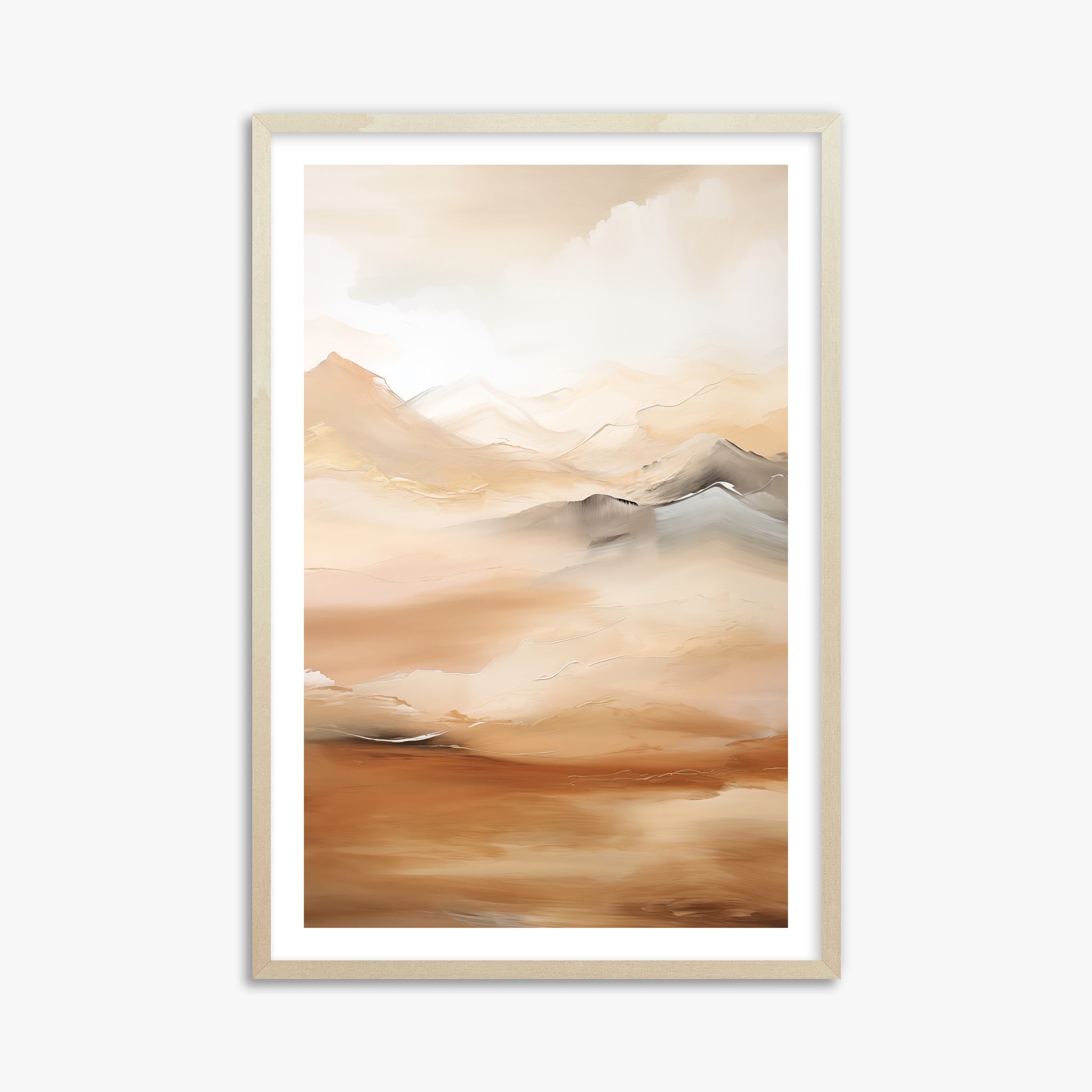 Desert Mirage Mountains, 61x91cm Framed Art Reproduction With Lime Wood Frame
