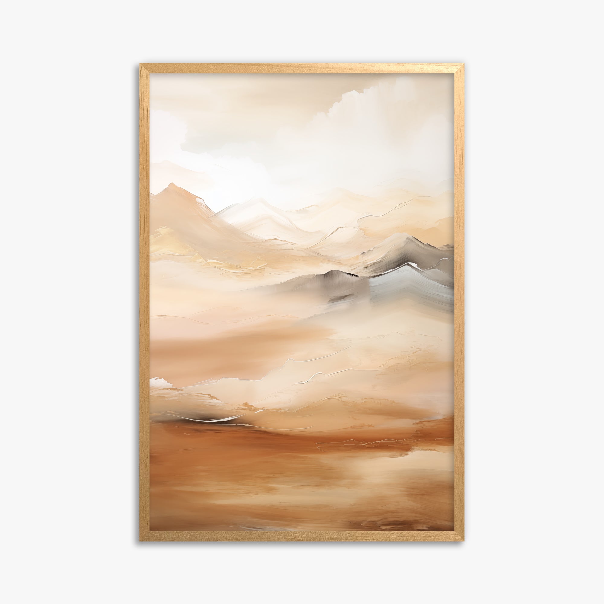 Desert Mirage Mountains, 61x91cm Framed Poster With Oak Frame