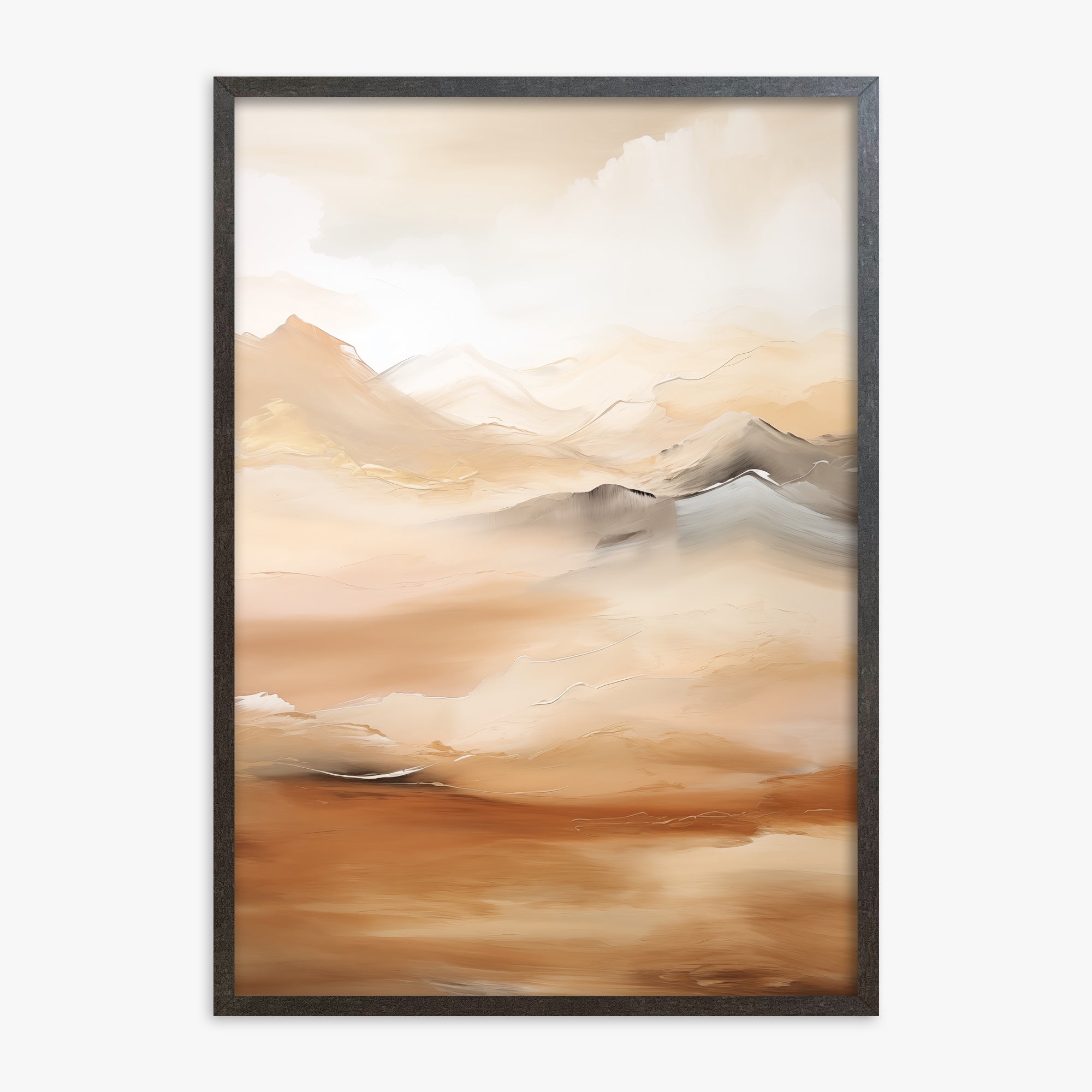 Desert Mirage Mountains, 70x100cm Framed Art Reproduction With Espresso Frame