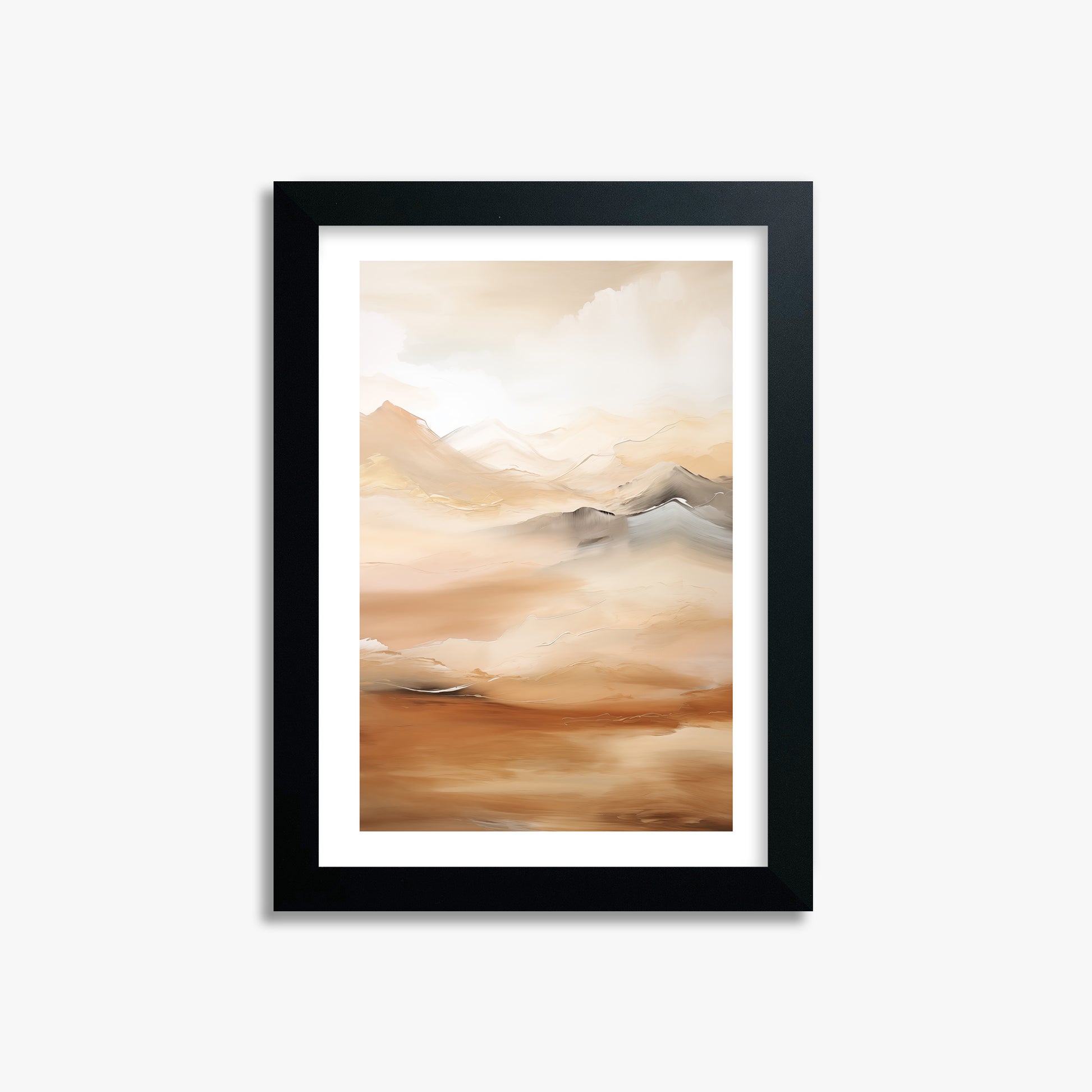 Desert Mirage Mountains, 21x30cm Black Framed Art Reproduction