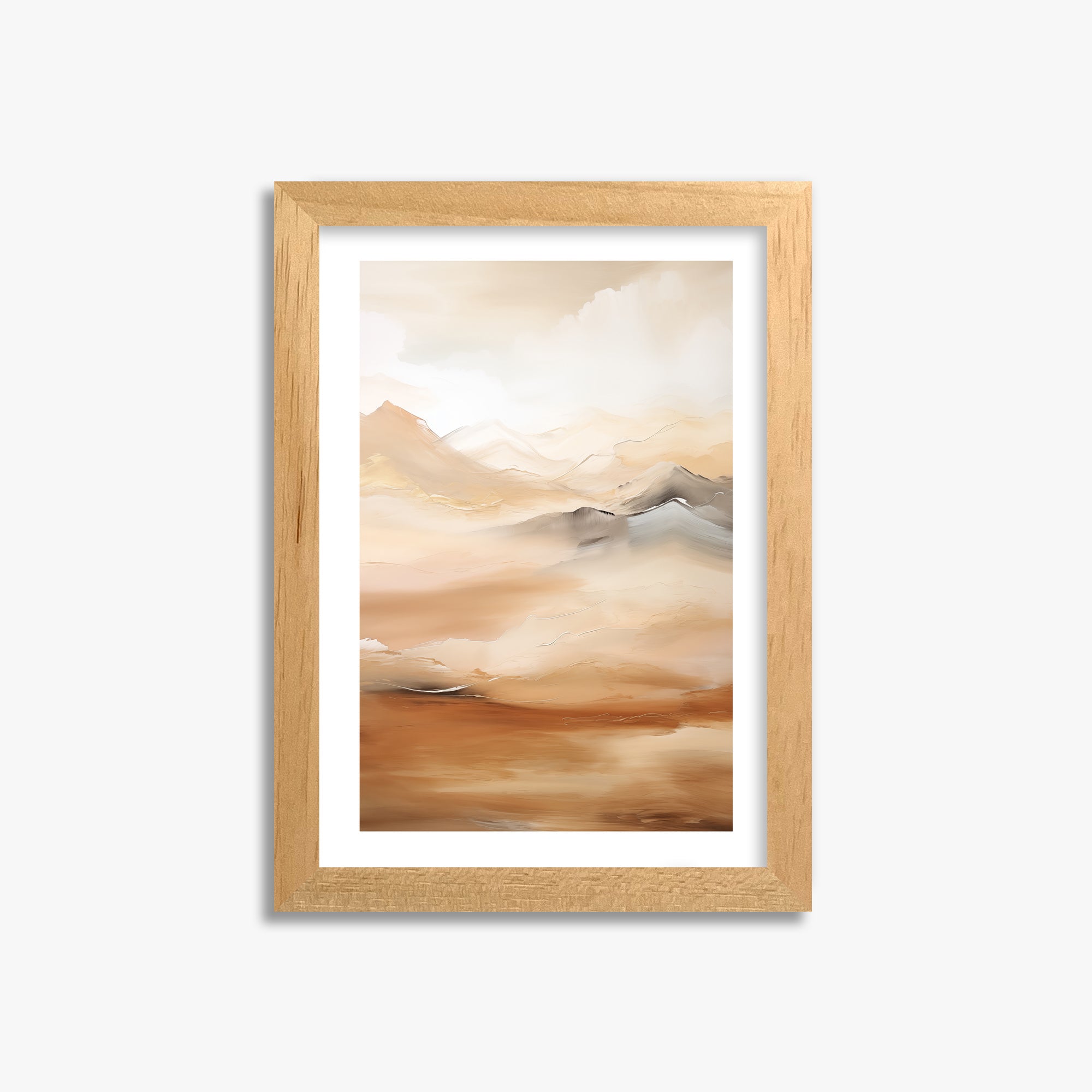 Desert Mirage Mountains, 21x30cm Oak Framed Art Reproduction