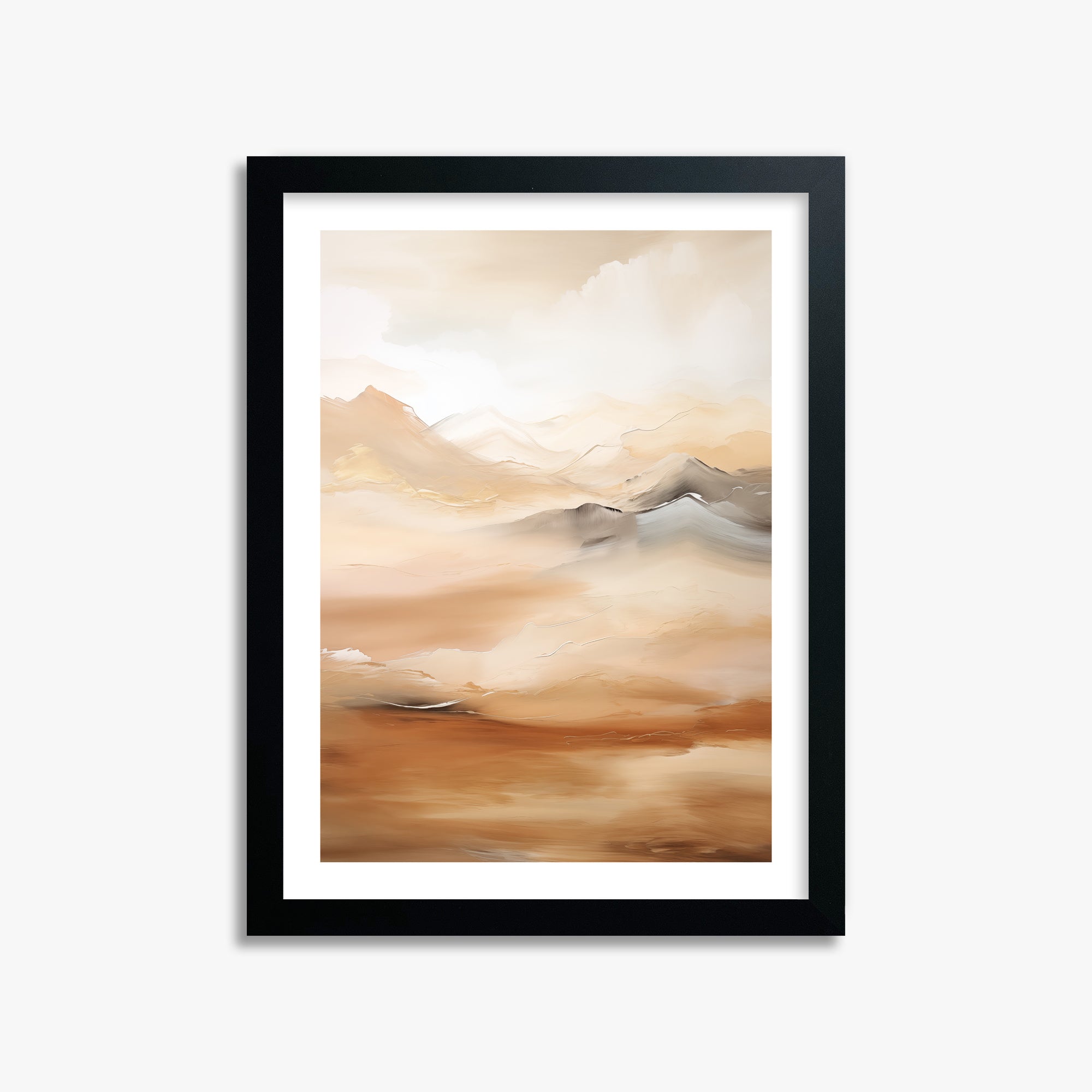 Desert Mirage Mountains, 30x40cm Black Framed Art Reproduction