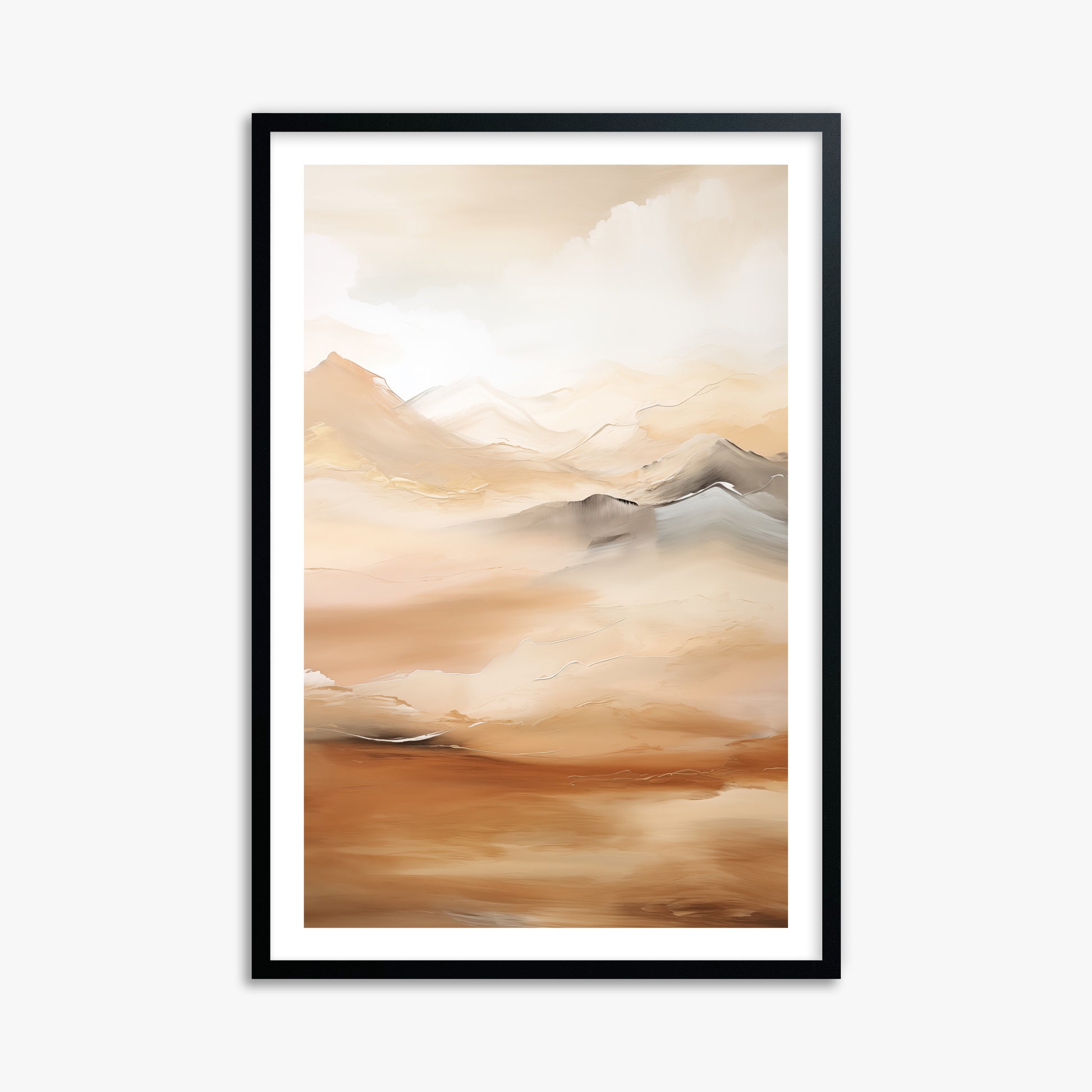 Desert Mirage Mountains, 61x91cm Black Framed Art Reproduction