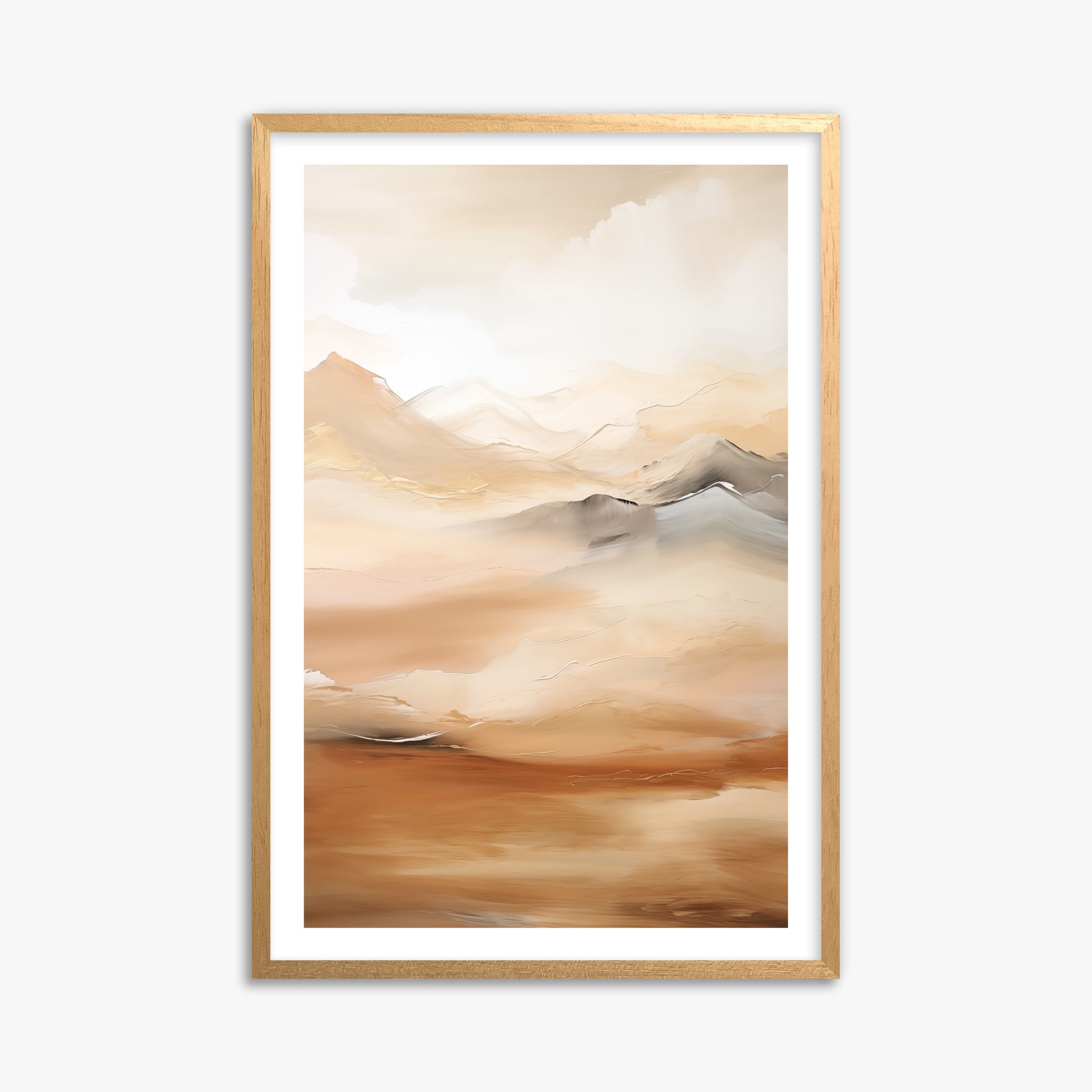 Desert Mirage Mountains, 61x91cm Oak Framed Art Reproduction
