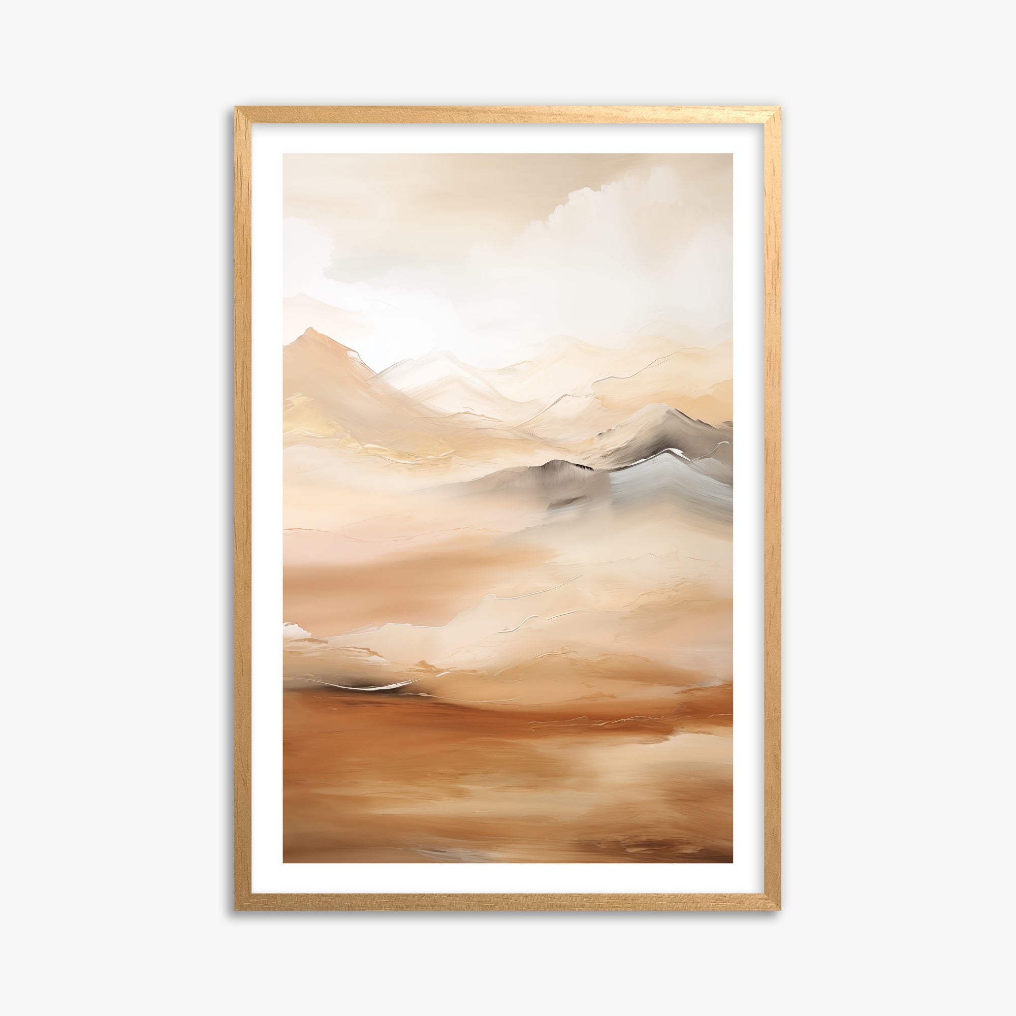 Desert Mirage Mountains, 61x91cm Oak Framed Art Reproduction