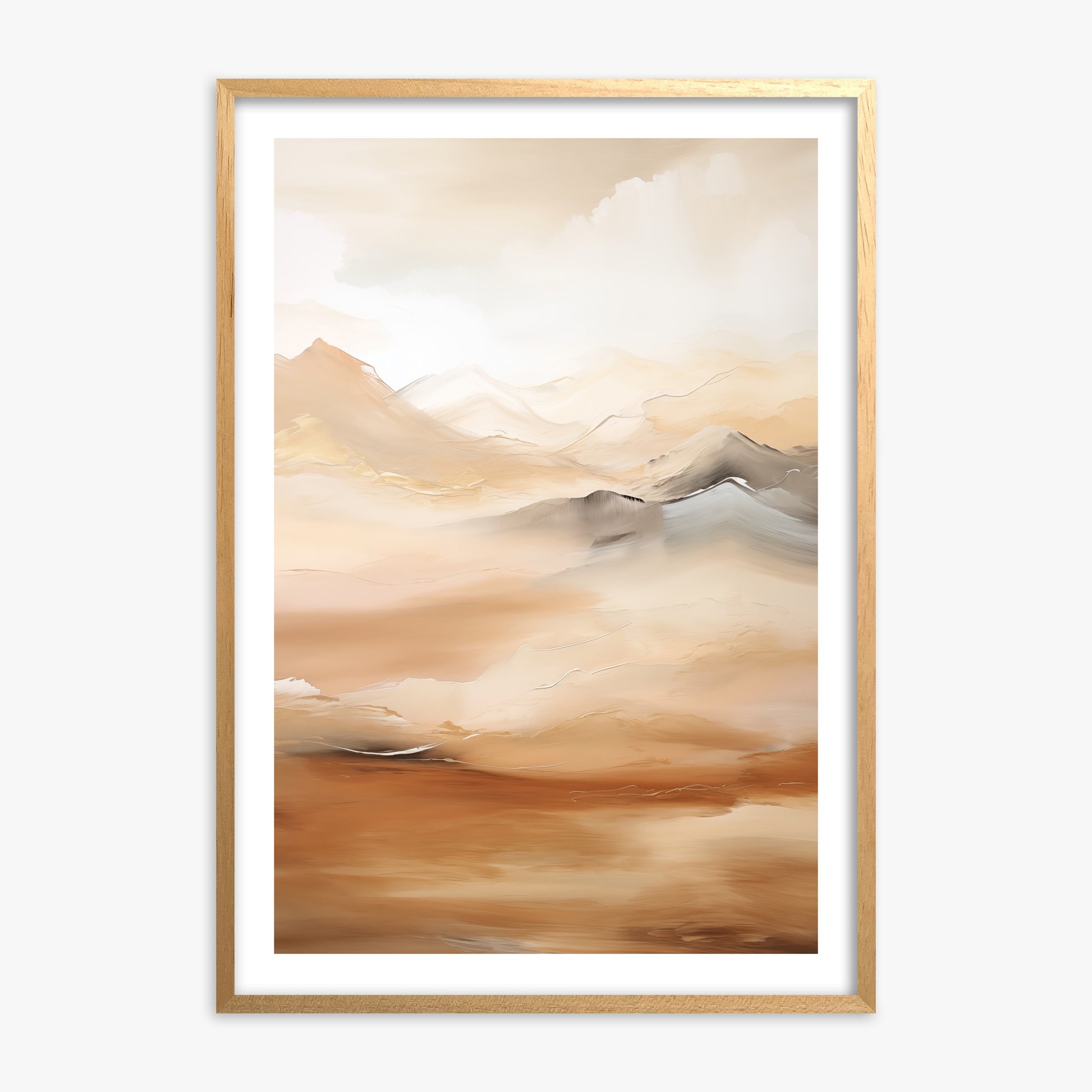 Desert Mirage Mountains, 70x100cm Oak Framed Art Reproduction