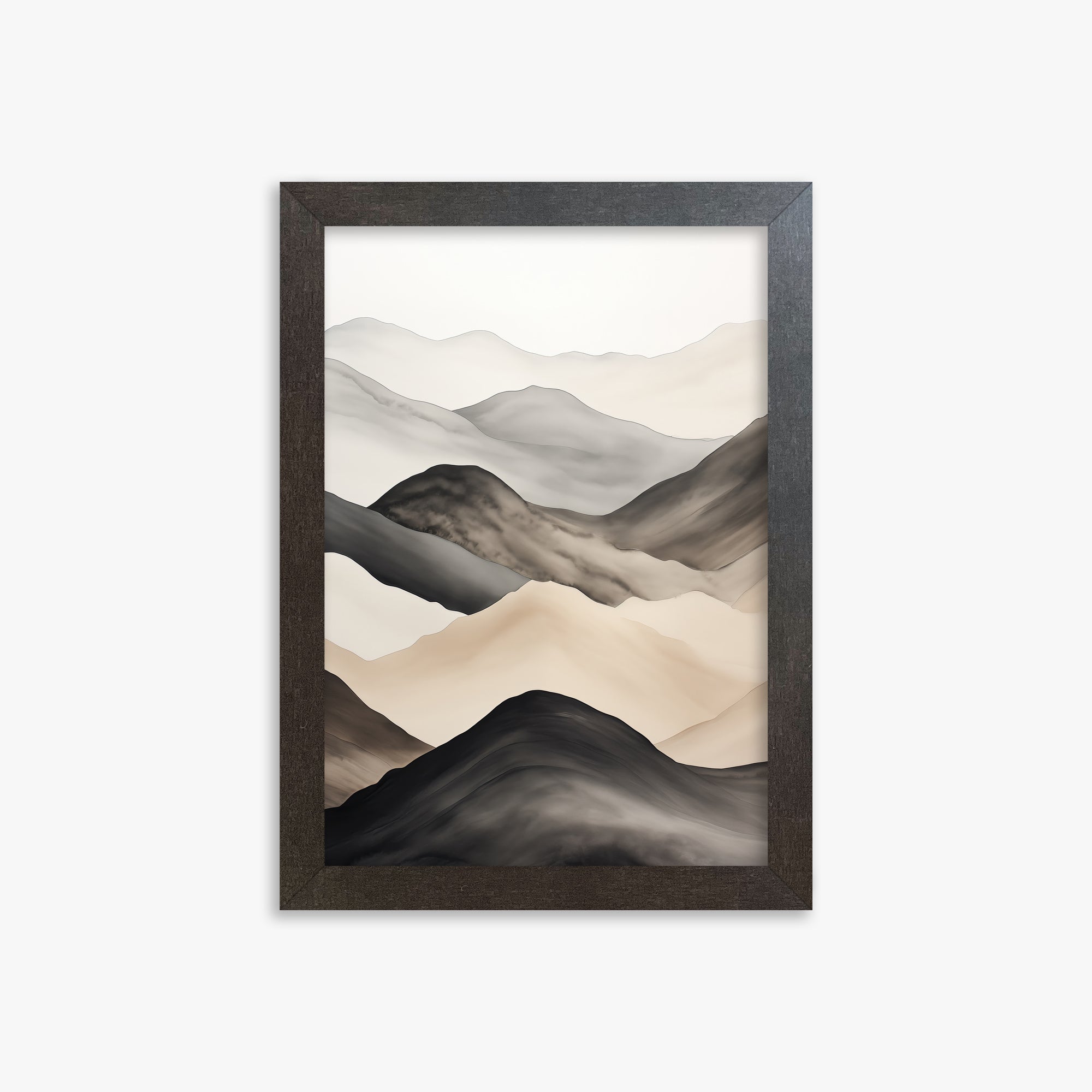 Misty Mountains Drift, 21x30cm Framed Art Reproduction With Espresso Frame