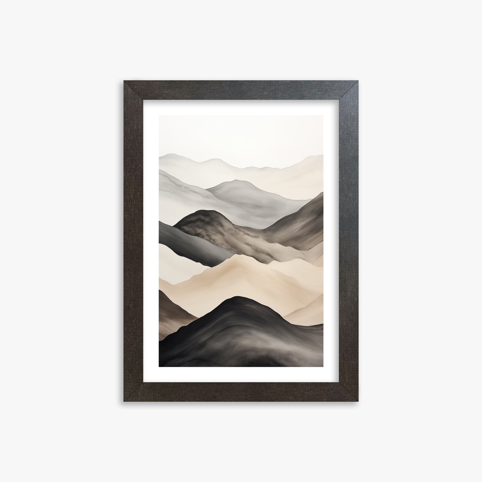 Misty Mountains Drift, 21x30cm Framed Art Reproduction With Espresso Frame