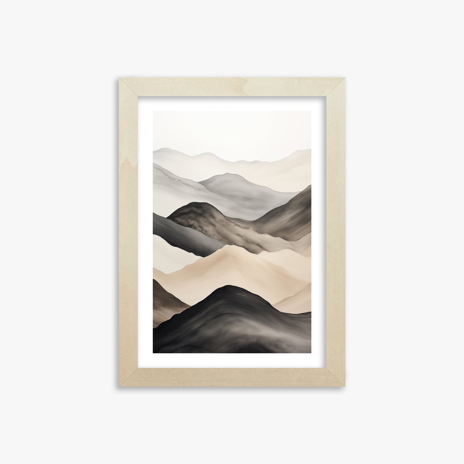 Misty Mountains Drift, 21x30cm Framed Art Reproduction With Lime Wood Frame