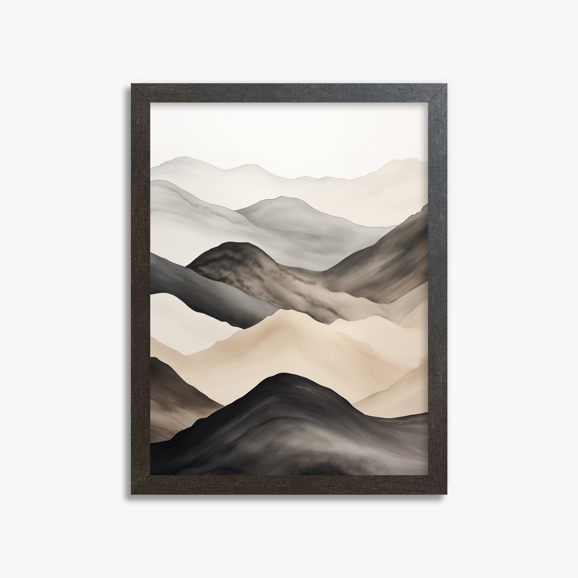 Misty Mountains Drift, 30x40cm Framed Art Reproduction With Espresso Frame
