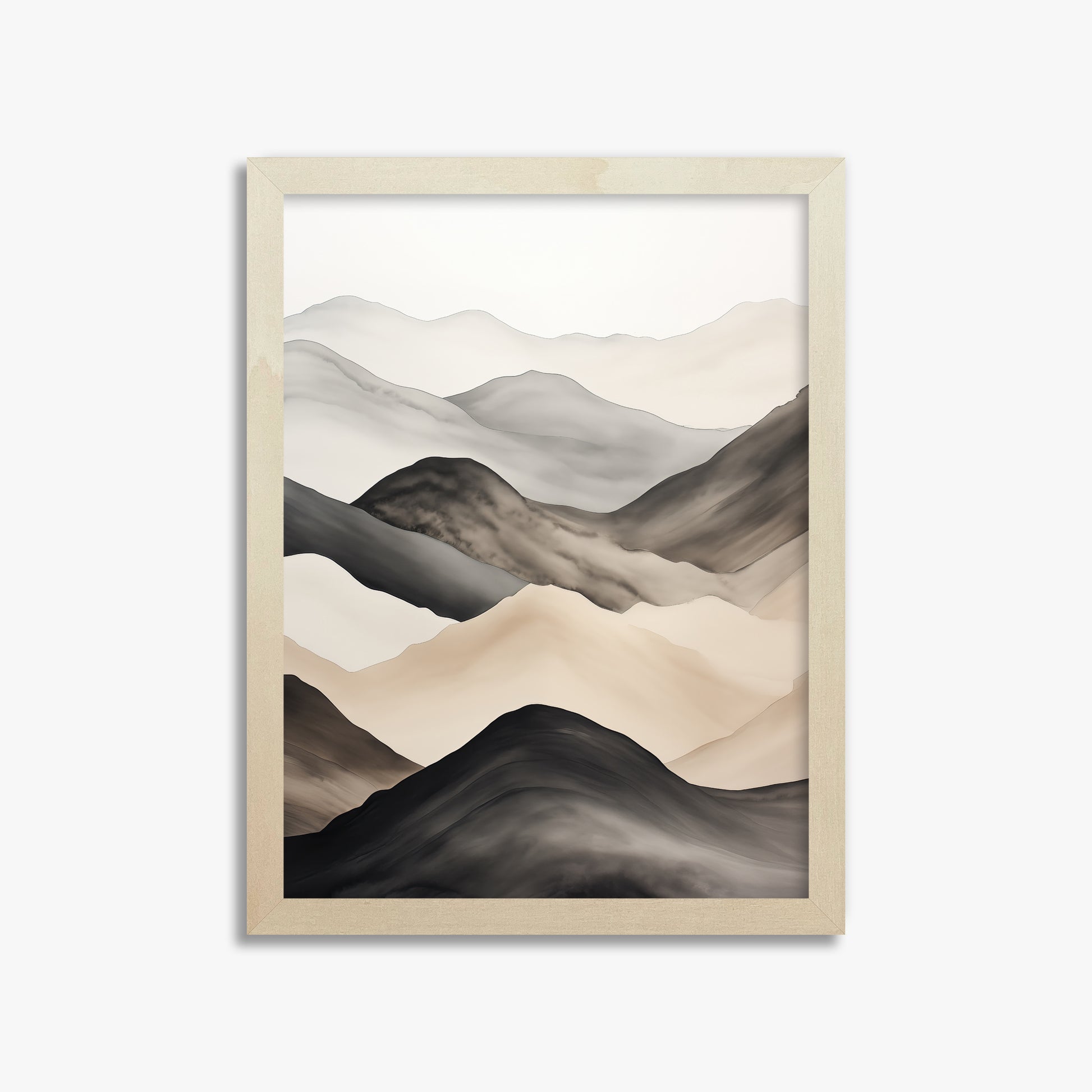 Misty Mountains Drift, 30x40cm Framed Art Reproduction With Lime Wood Frame