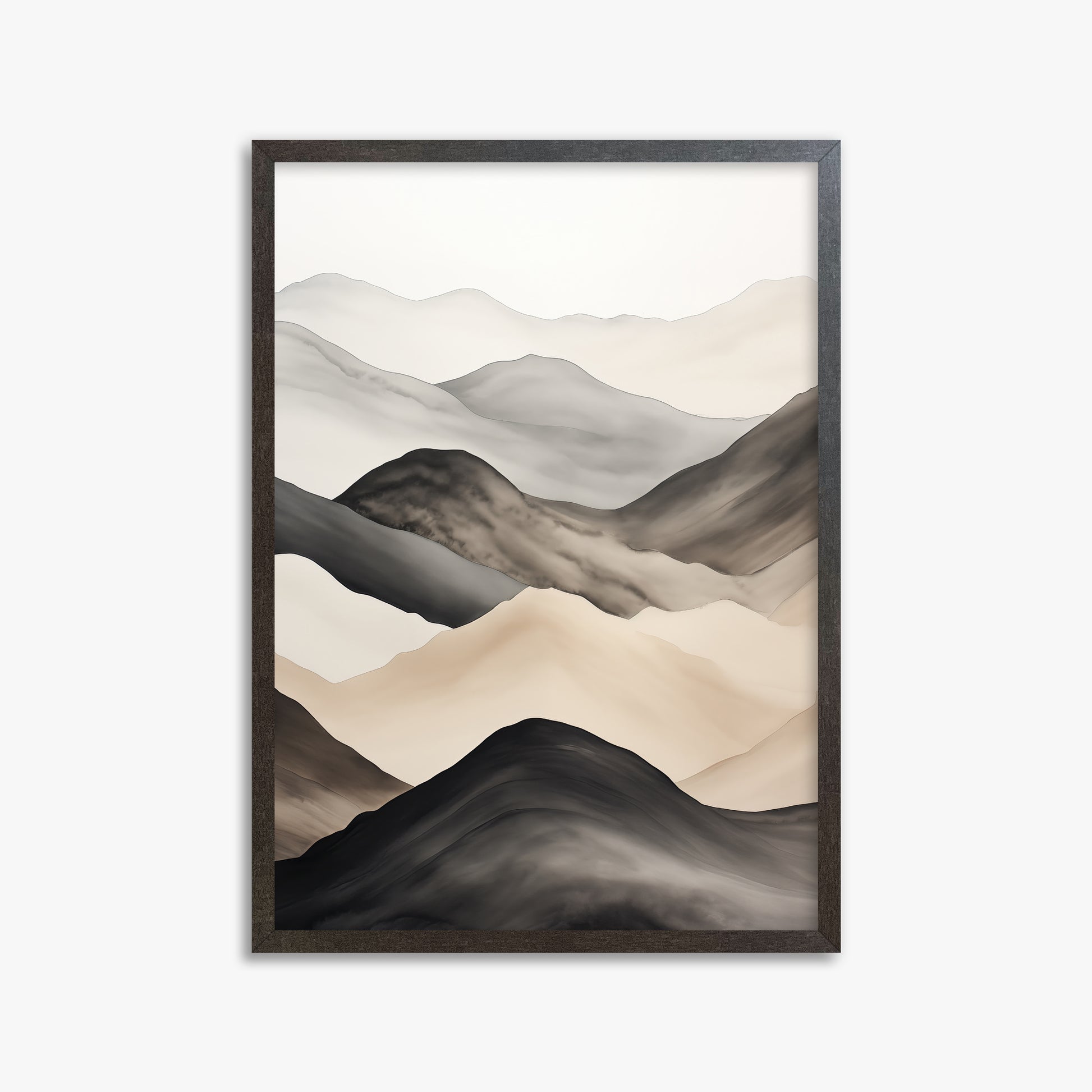 Misty Mountains Drift, 50x70cm Framed Art Reproduction With Espresso Frame
