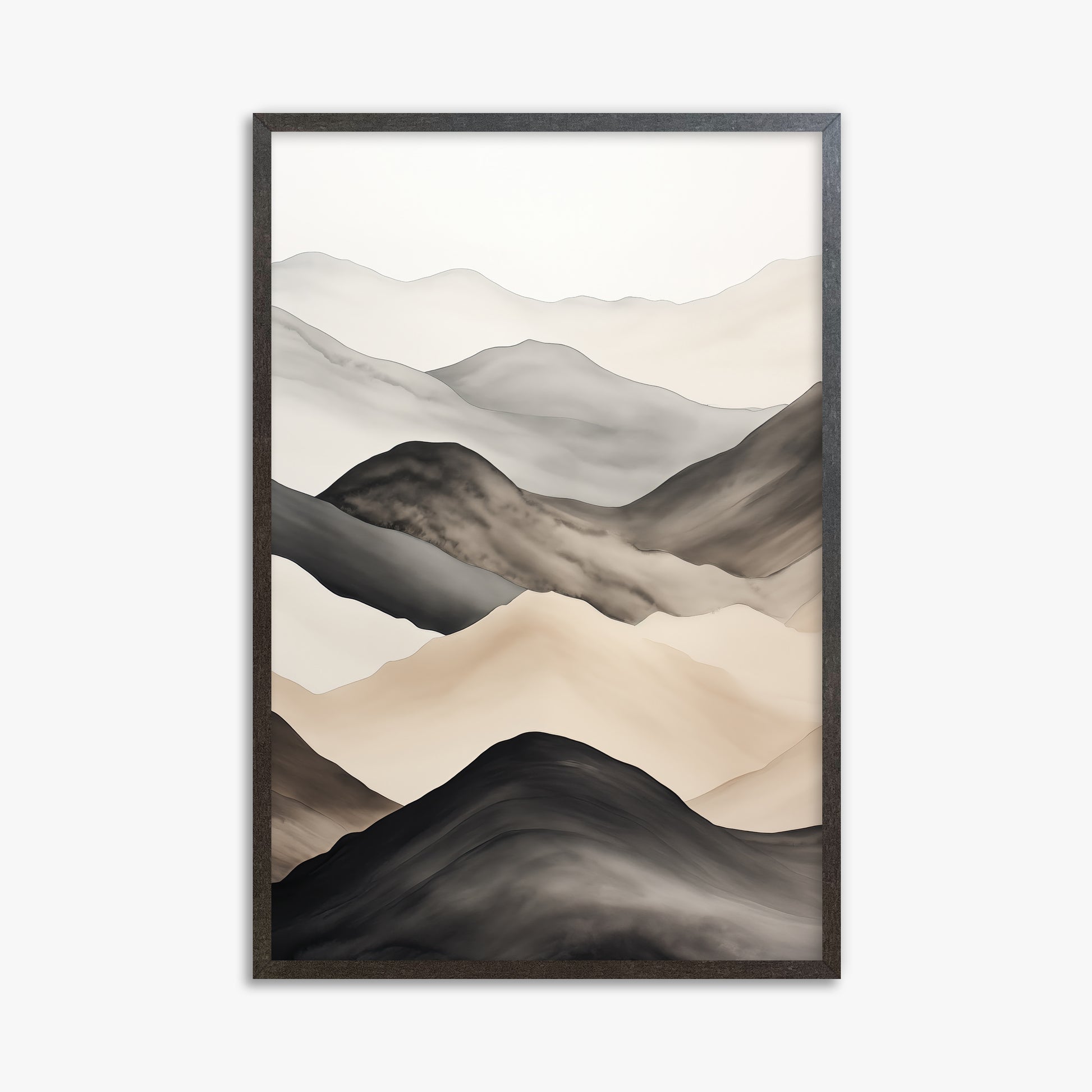 Misty Mountains Drift, 61x91cm Framed Art Reproduction With Espresso Frame