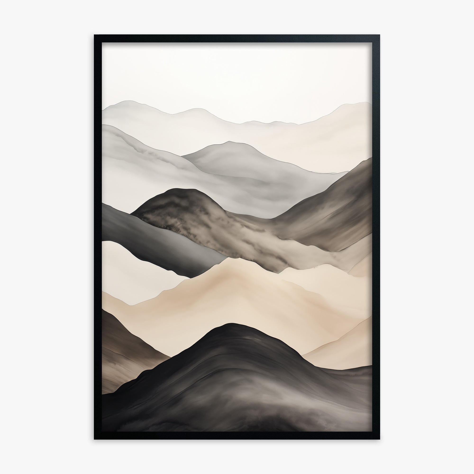 Misty Mountains Drift, Black Framed Poster With Black Frame