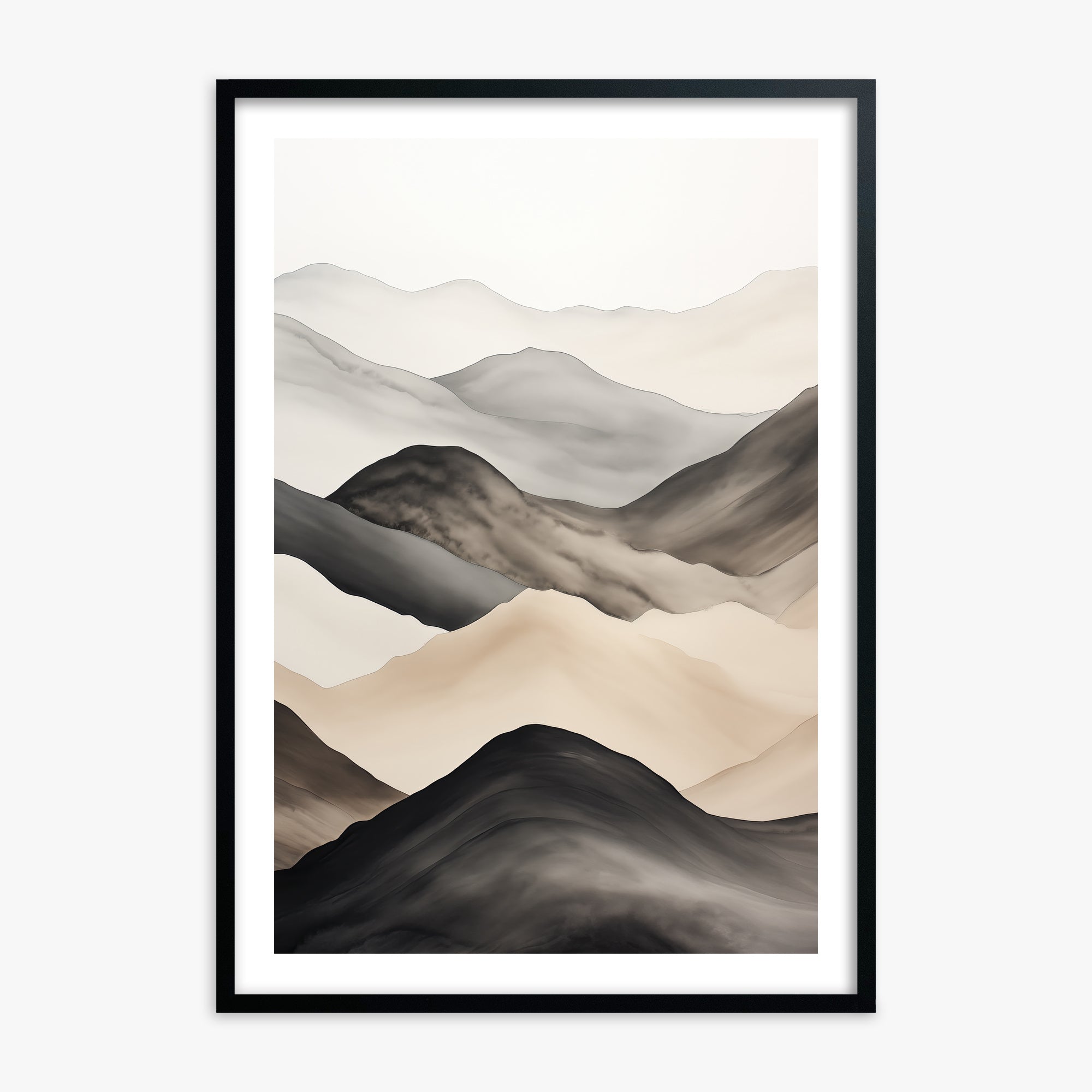 Misty Mountains Drift, Black Framed Poster With Black Frame