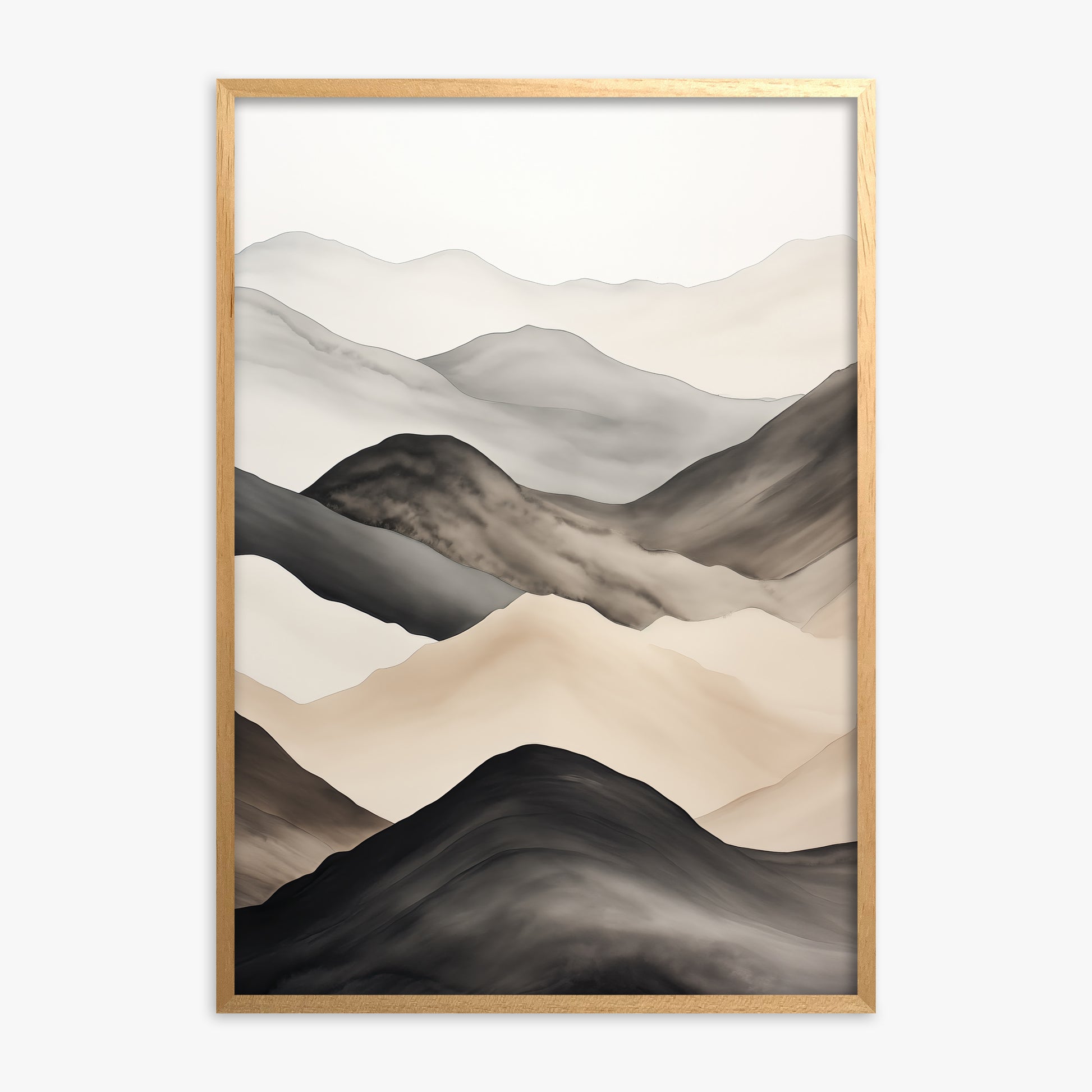 Misty Mountains Drift, Oak Framed Poster With Oak Frame