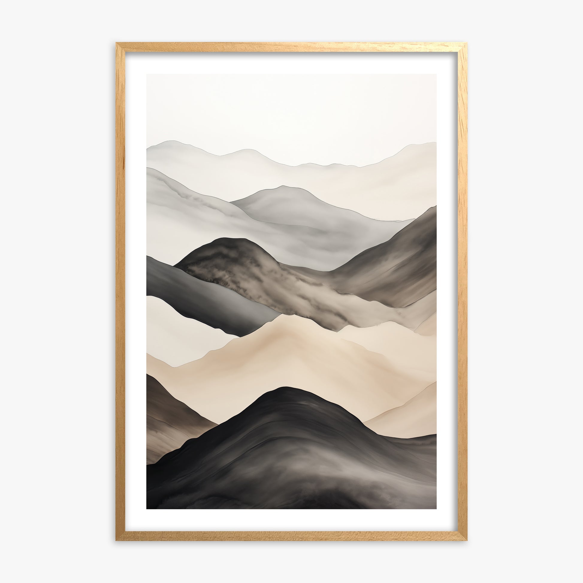 Misty Mountains Drift, Oak Framed Poster With Oak Frame