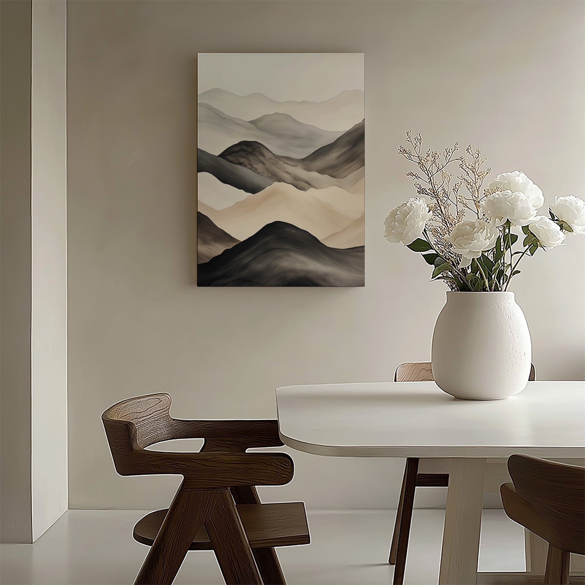 Design Concept No. 58 for Misty Mountains Drift Japanese Satin Canvas Wall Art
