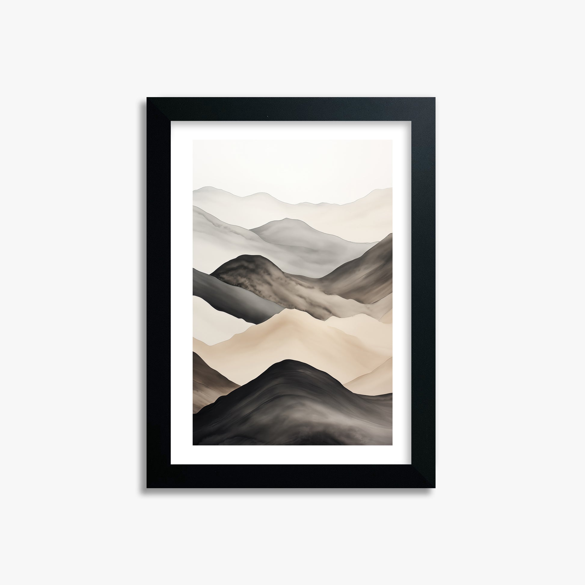 Misty Mountains Drift, 21x30cm Black Framed Art Reproduction