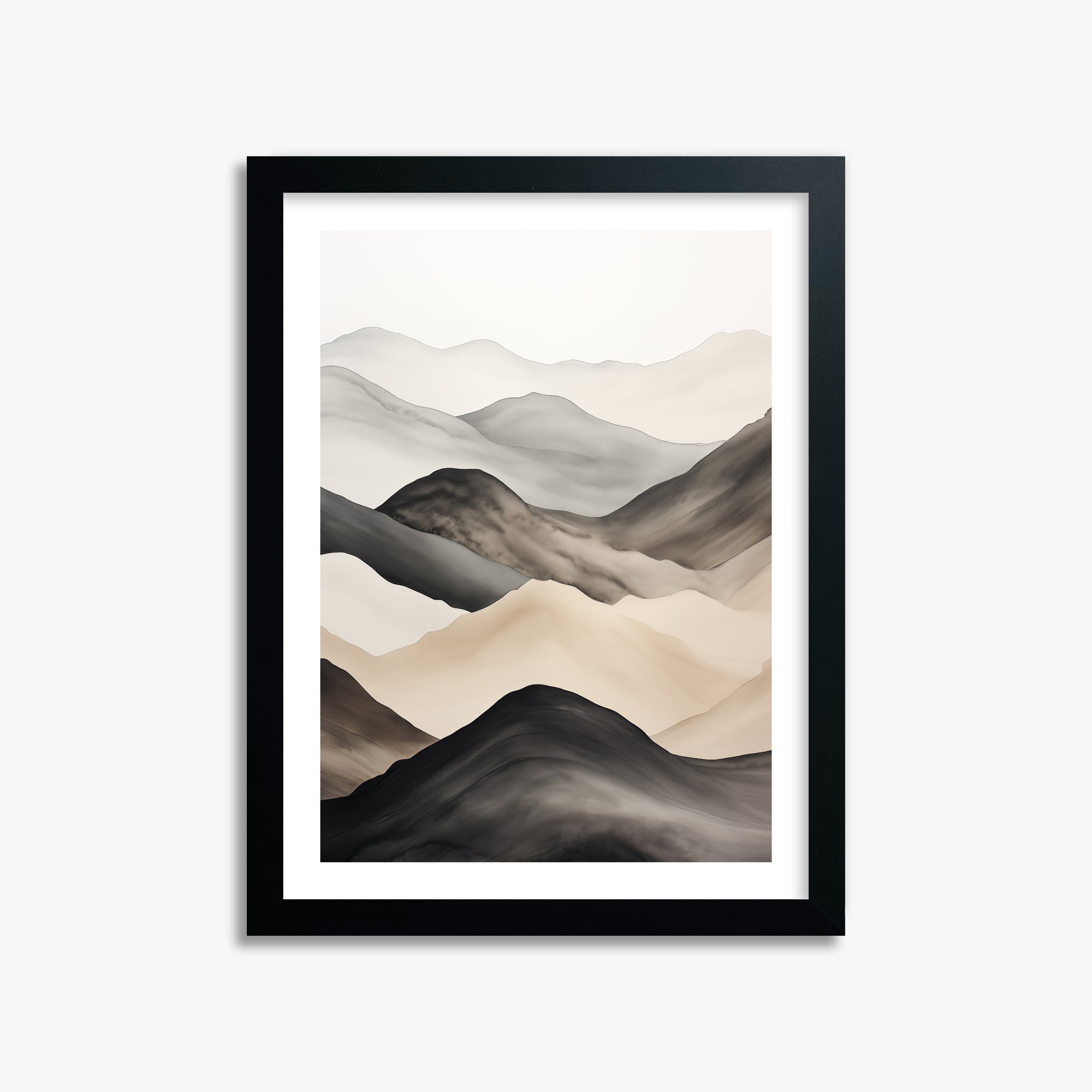 Misty Mountains Drift, 30x40cm Black Framed Art Reproduction