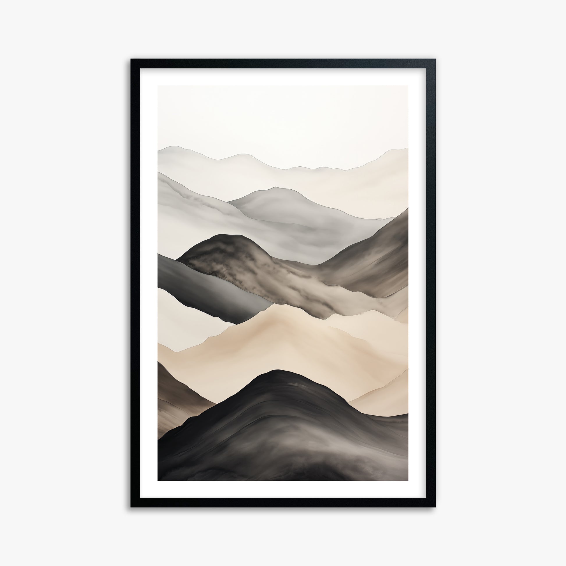 Misty Mountains Drift, 61x91cm Black Framed Art Reproduction