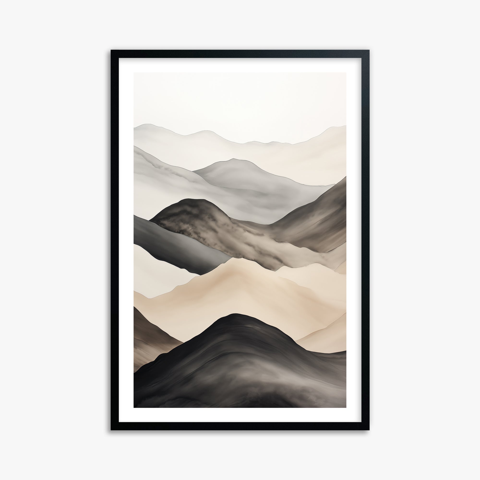 Misty Mountains Drift, 61x91cm Black Framed Art Reproduction