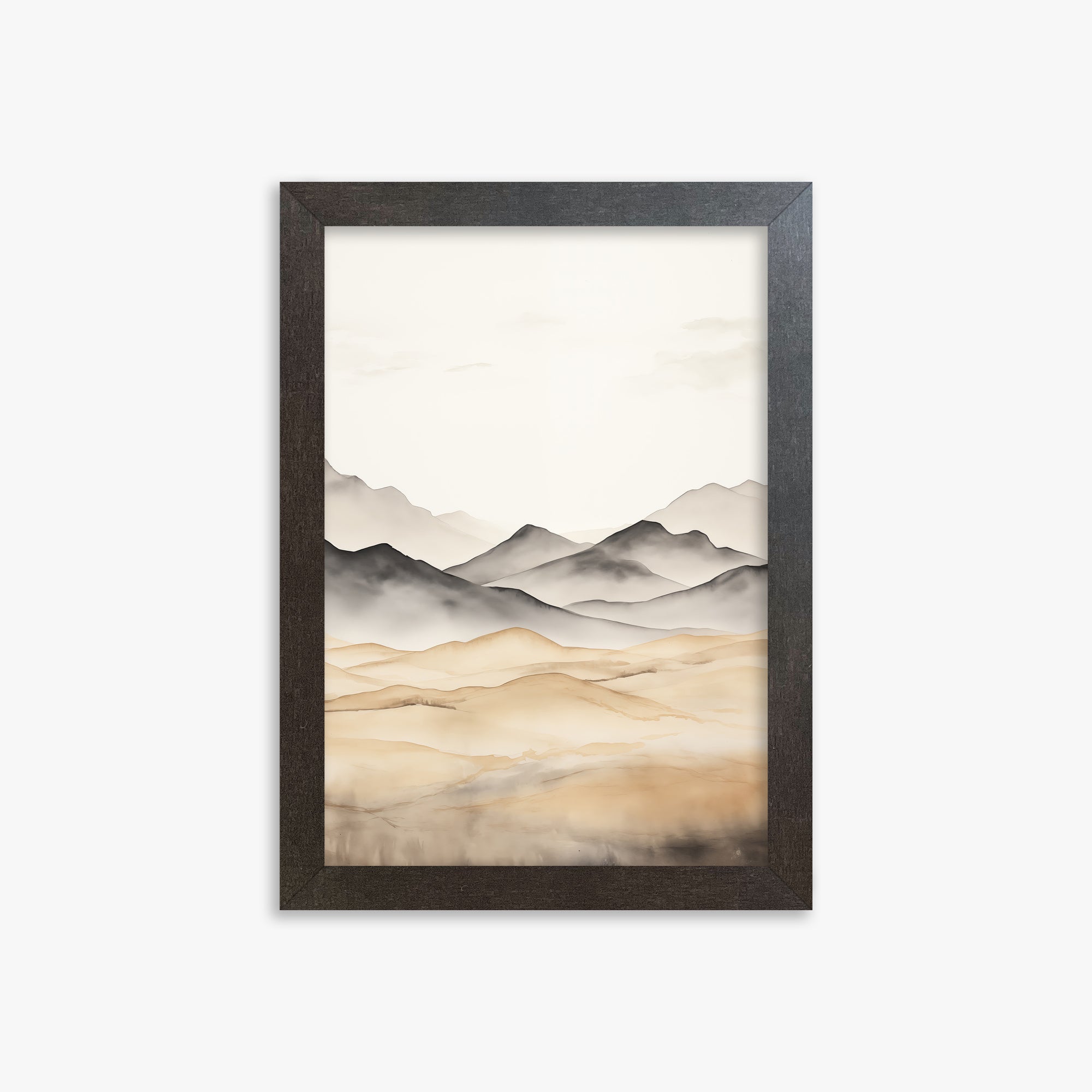 Misty Mountains Serenity, 21x30cm Framed Art Reproduction With Espresso Frame