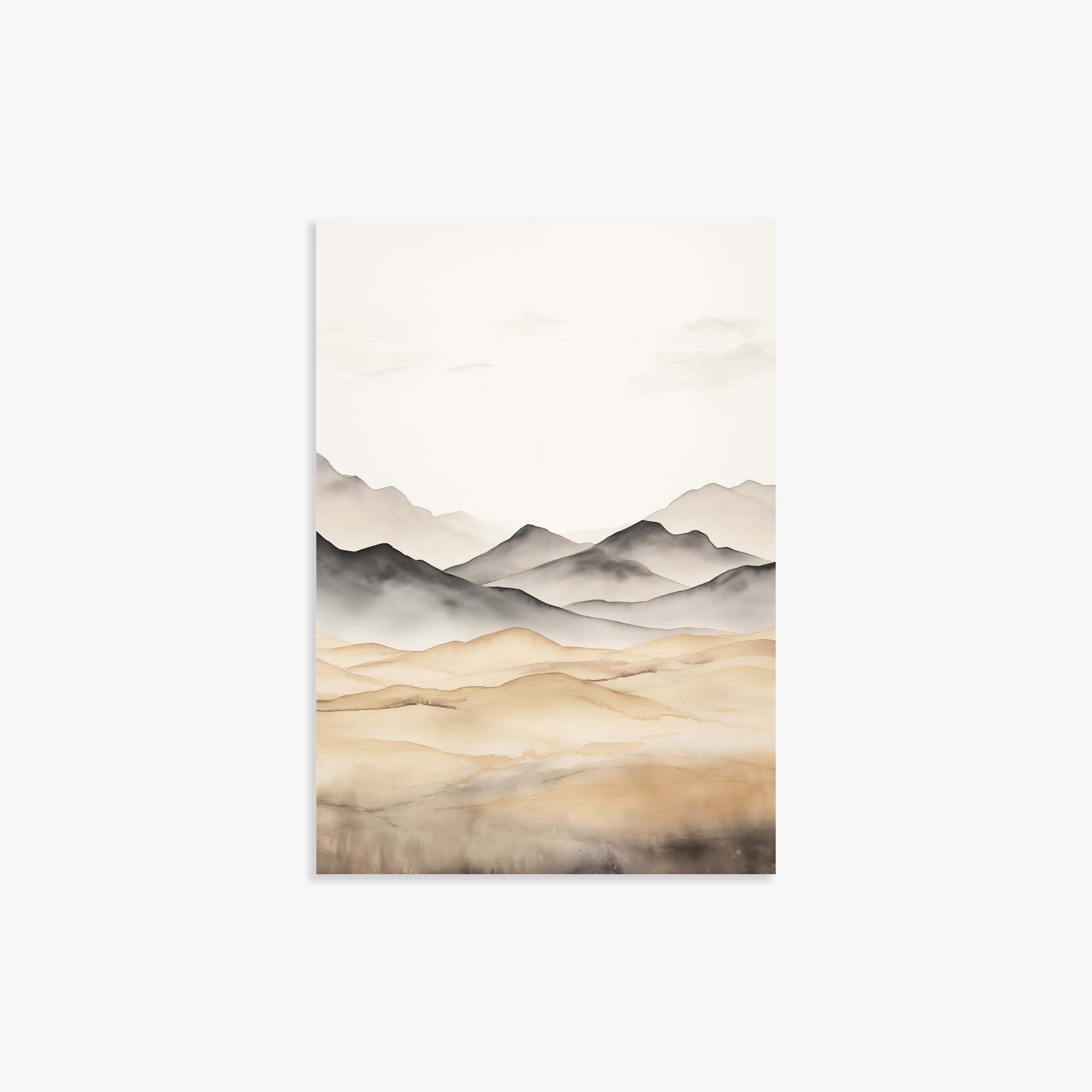Misty Mountains Serenity — Minimalist Watercolour Landscape