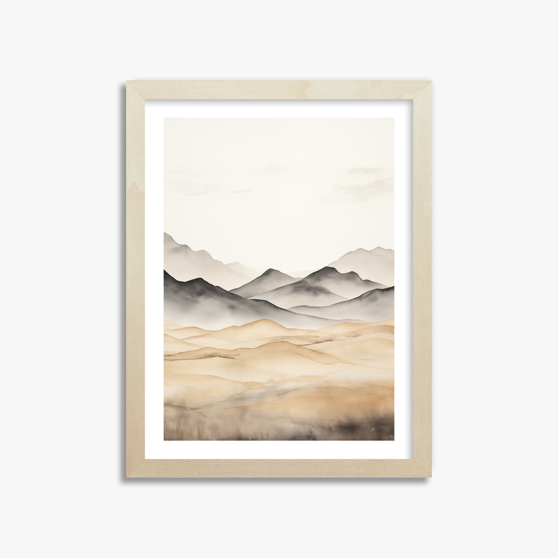 Misty Mountains Serenity, 30x40cm Framed Art Reproduction With Lime Wood Frame