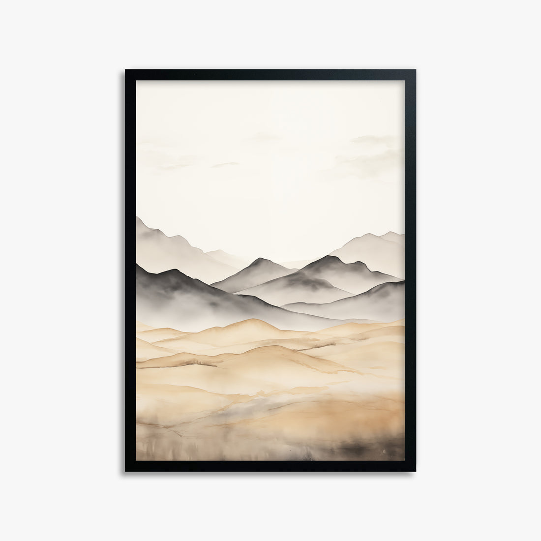 Misty Mountains Serenity, 50x70cm Framed Poster With Black Frame