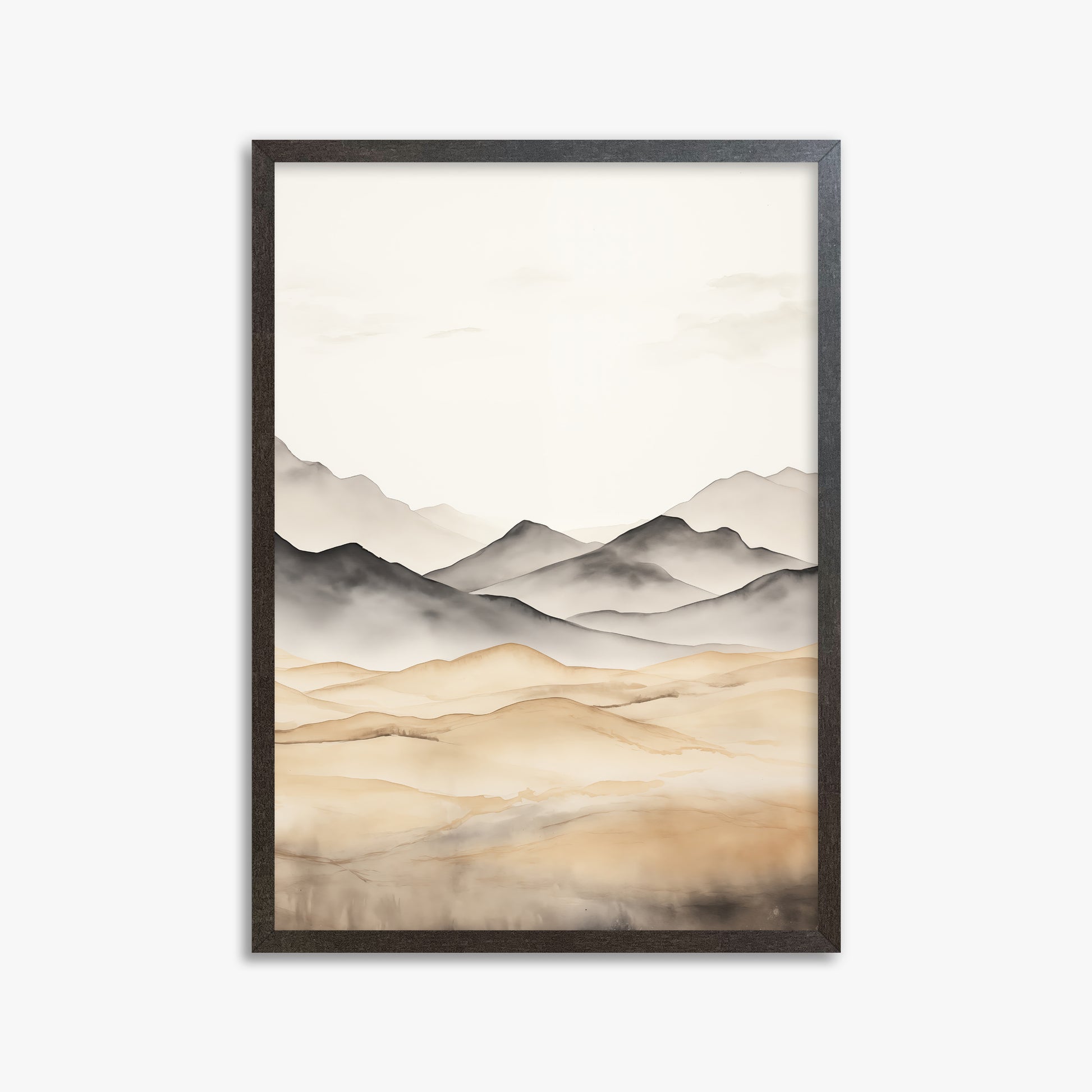 Misty Mountains Serenity, 50x70cm Framed Art Reproduction With Espresso Frame