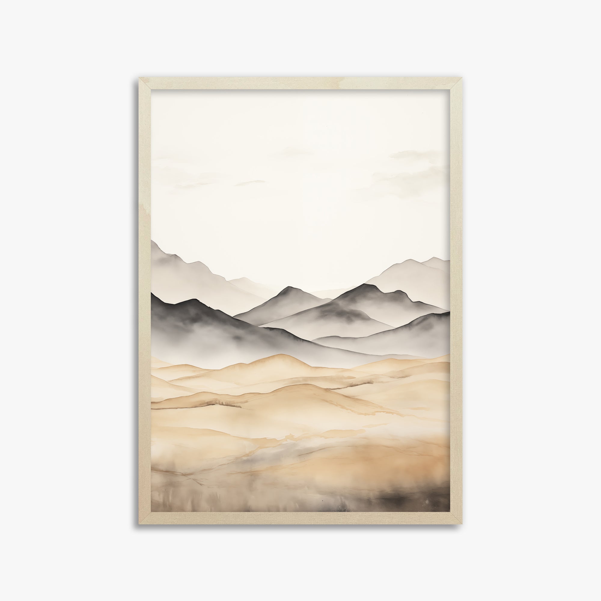 Misty Mountains Serenity, 50x70cm Framed Art Reproduction With Lime Wood Frame