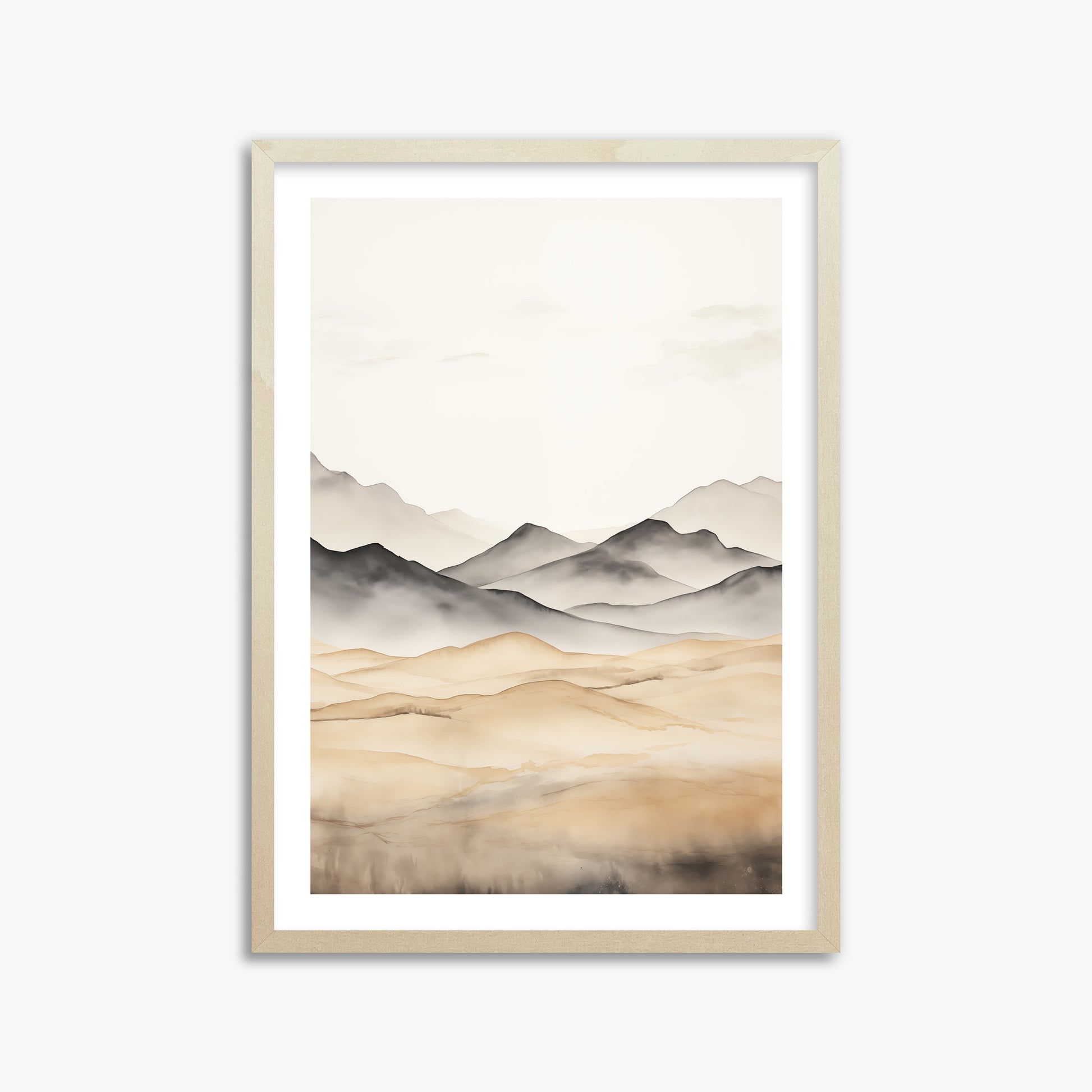 Misty Mountains Serenity, 50x70cm Framed Art Reproduction With Lime Wood Frame