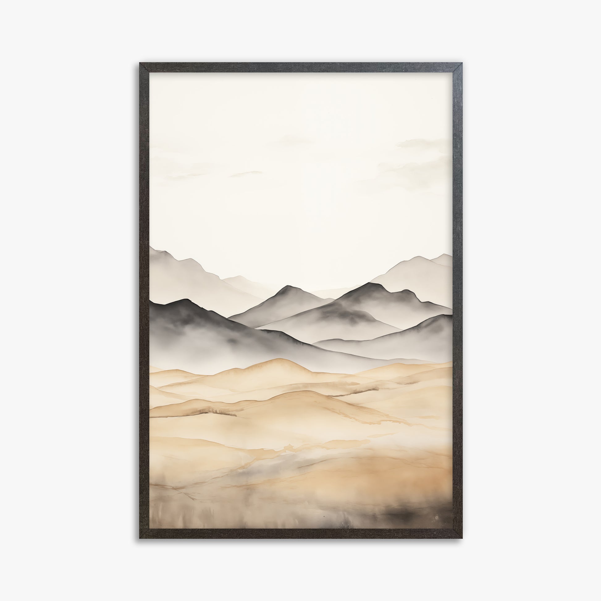 Misty Mountains Serenity, 61x91cm Framed Art Reproduction With Espresso Frame