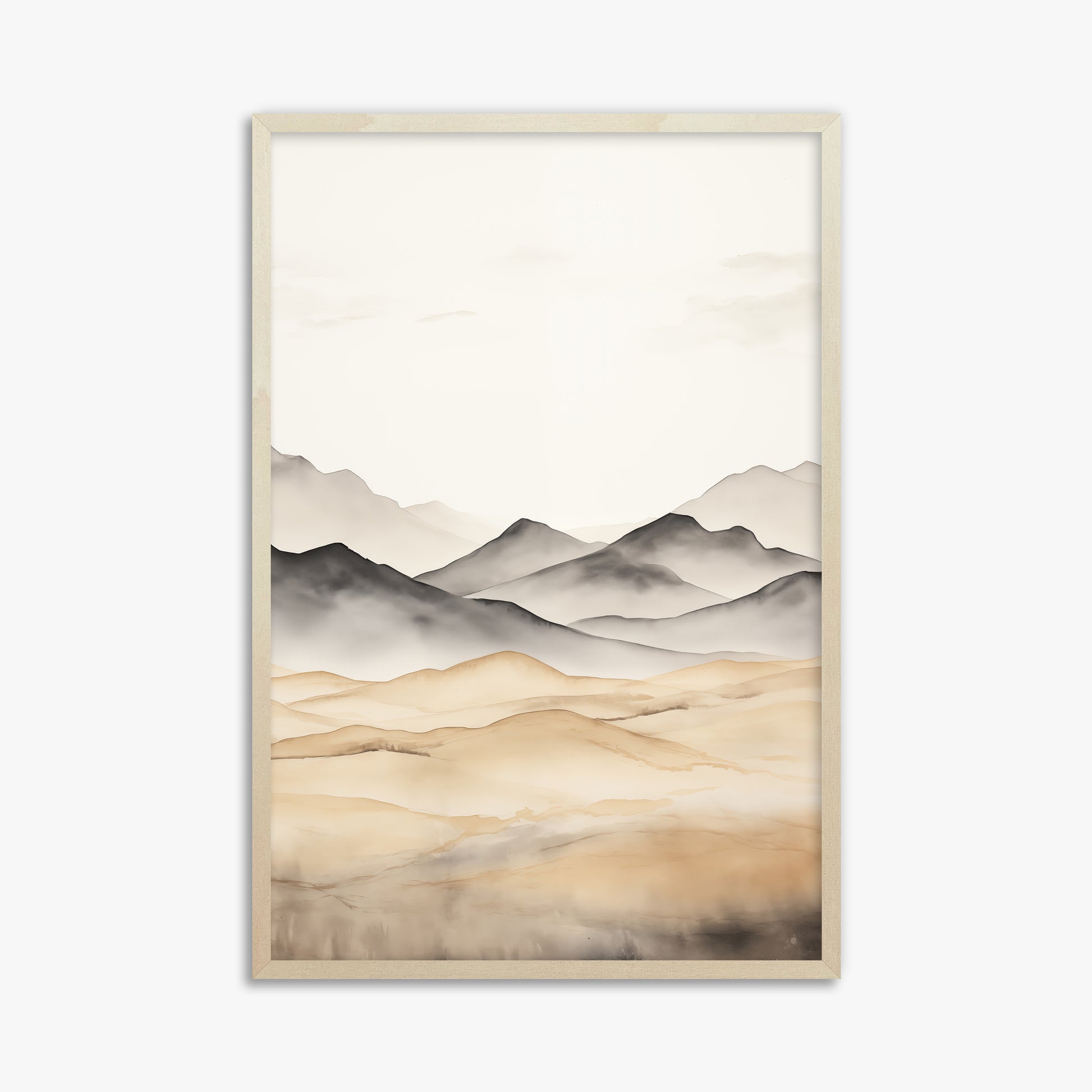 Misty Mountains Serenity, 61x91cm Framed Art Reproduction With Lime Wood Frame