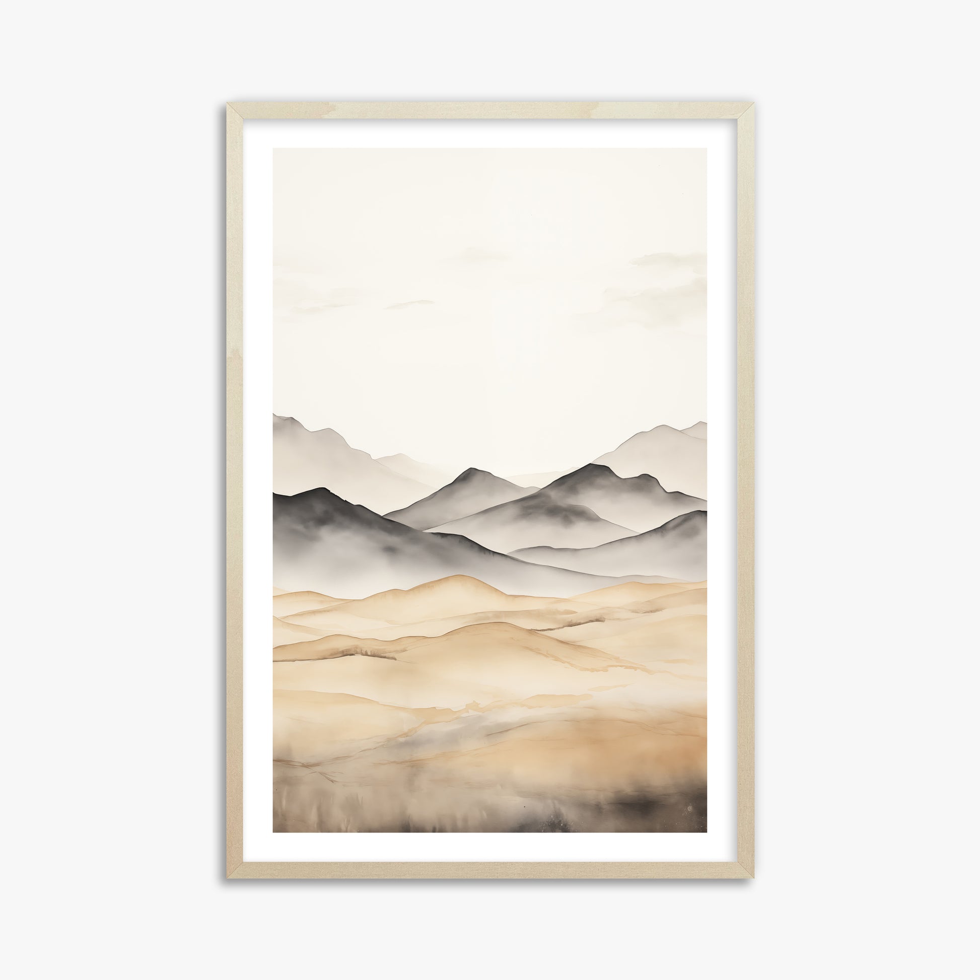 Misty Mountains Serenity, 61x91cm Framed Art Reproduction With Lime Wood Frame
