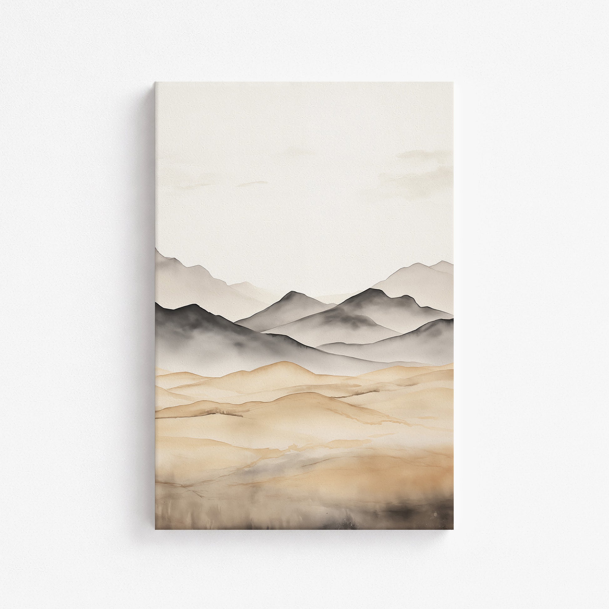 Misty Mountains Serenity, 61x91cm Satin Canvas Art Reproduction