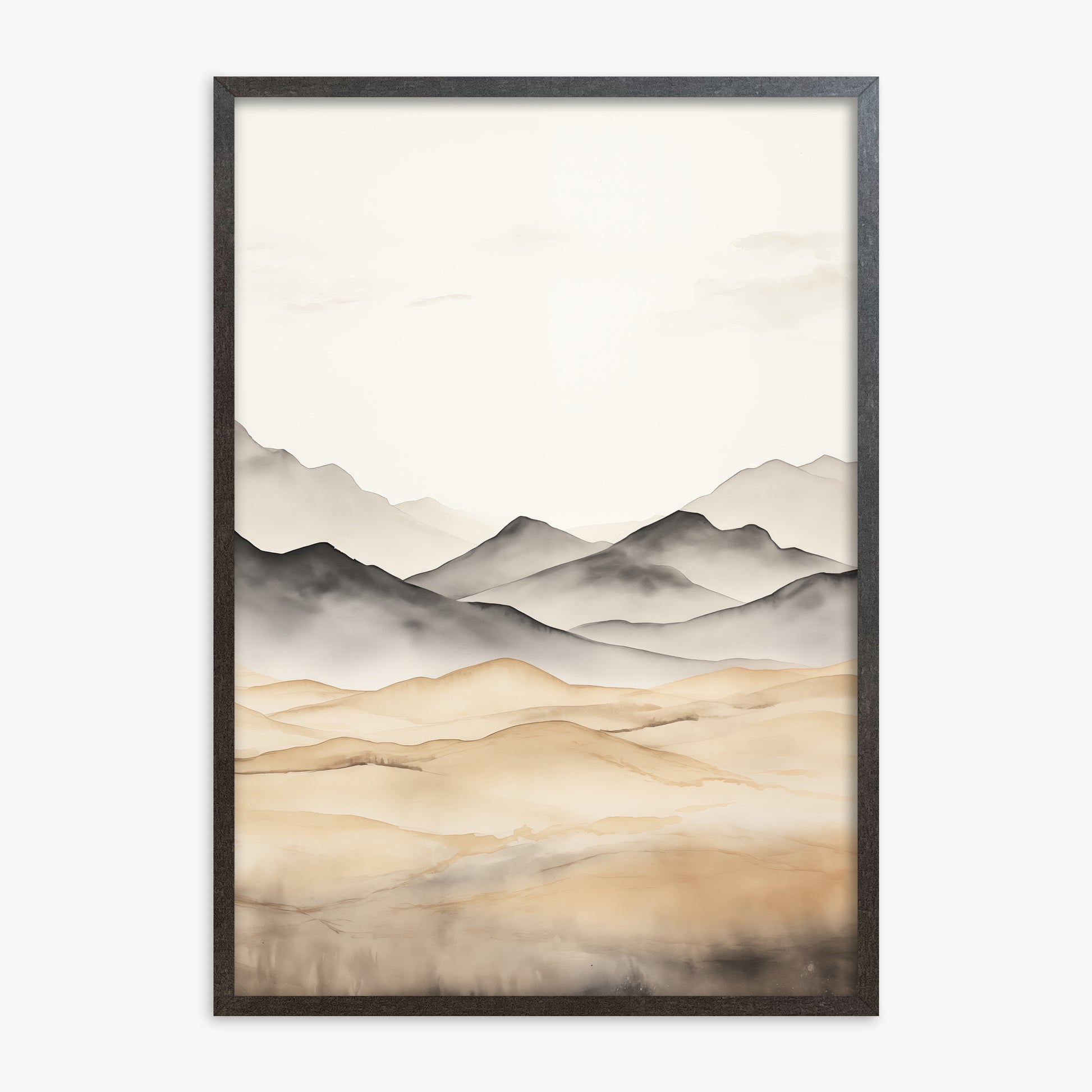 Misty Mountains Serenity, 70x100cm Framed Art Reproduction With Espresso Frame