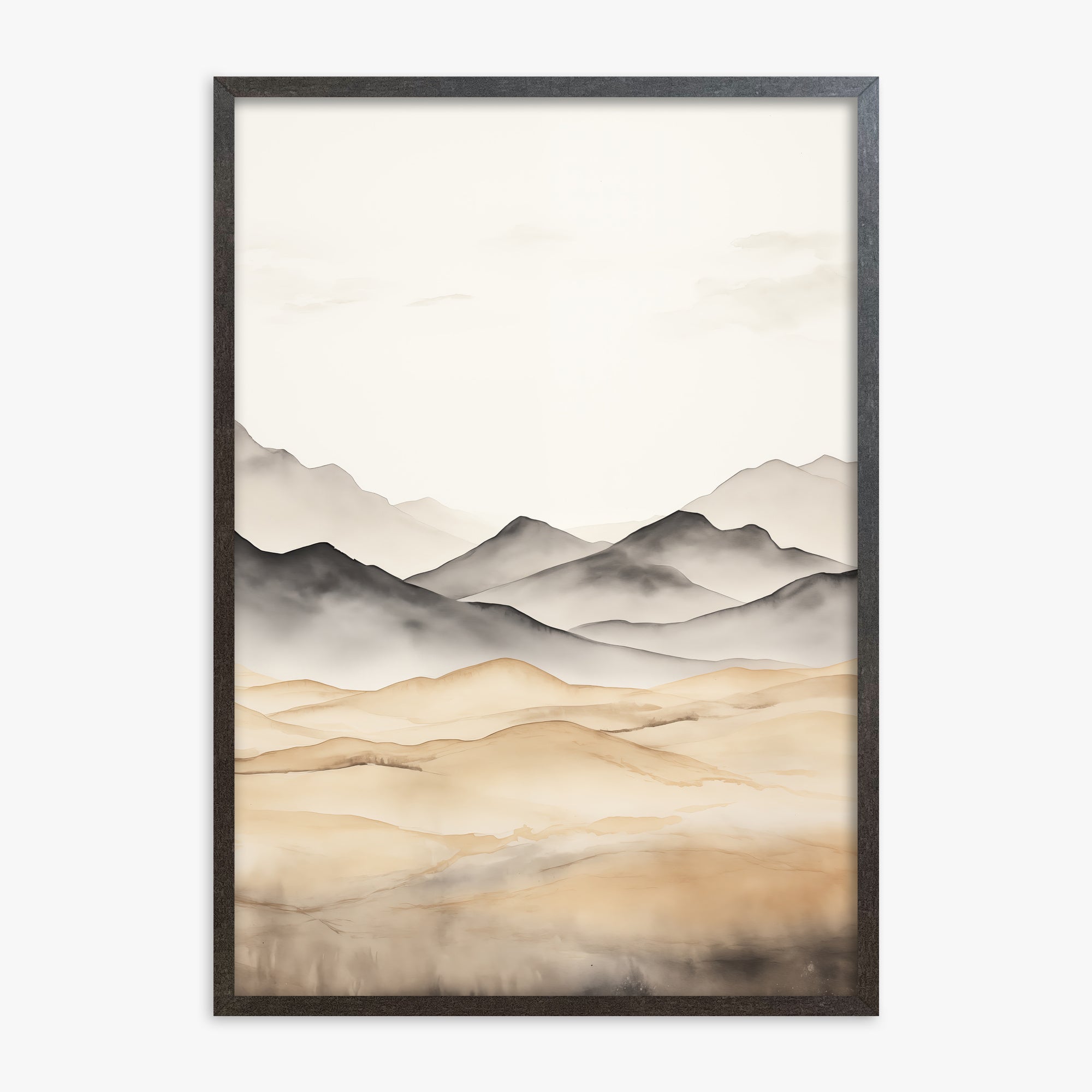 Misty Mountains Serenity, 70x100cm Framed Art Reproduction With Espresso Frame