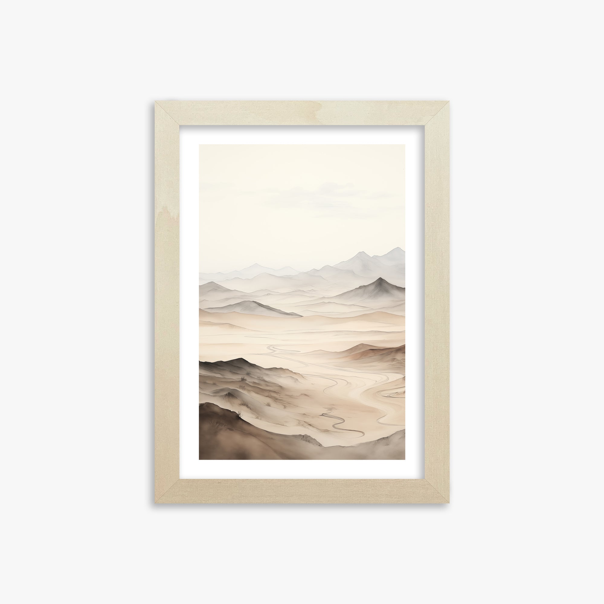 Misty Mountains Voyage, 21x30cm Framed Poster With Lime Wood Frame