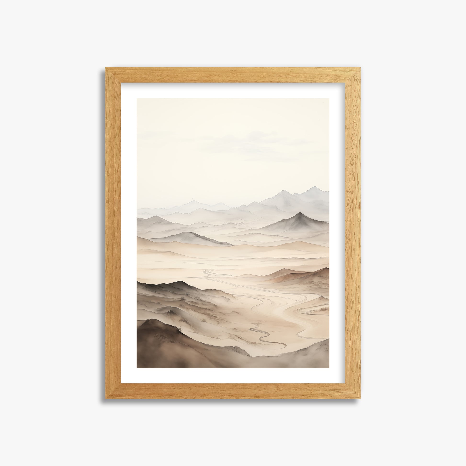 Misty Mountains Voyage, 30x40cm Framed Poster With Oak Frame