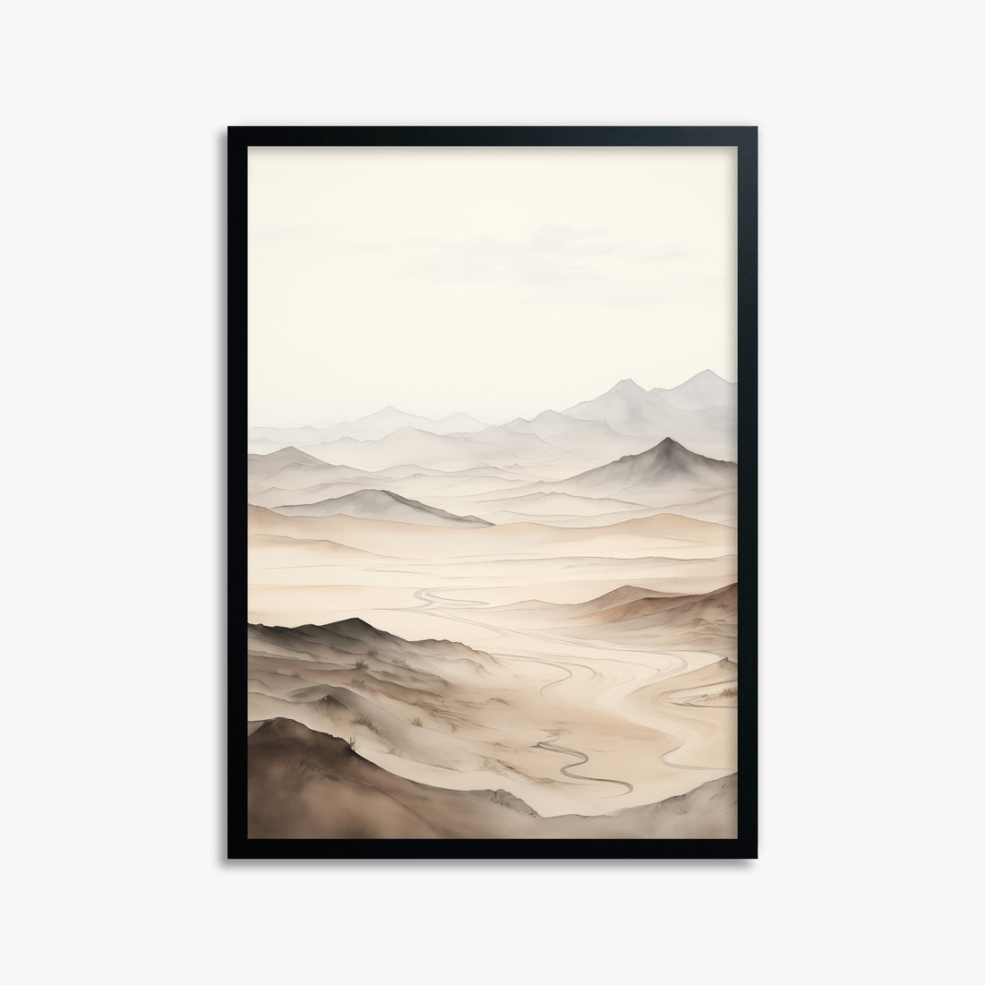 Misty Mountains Voyage, 50x70cm Framed Poster With Black Frame