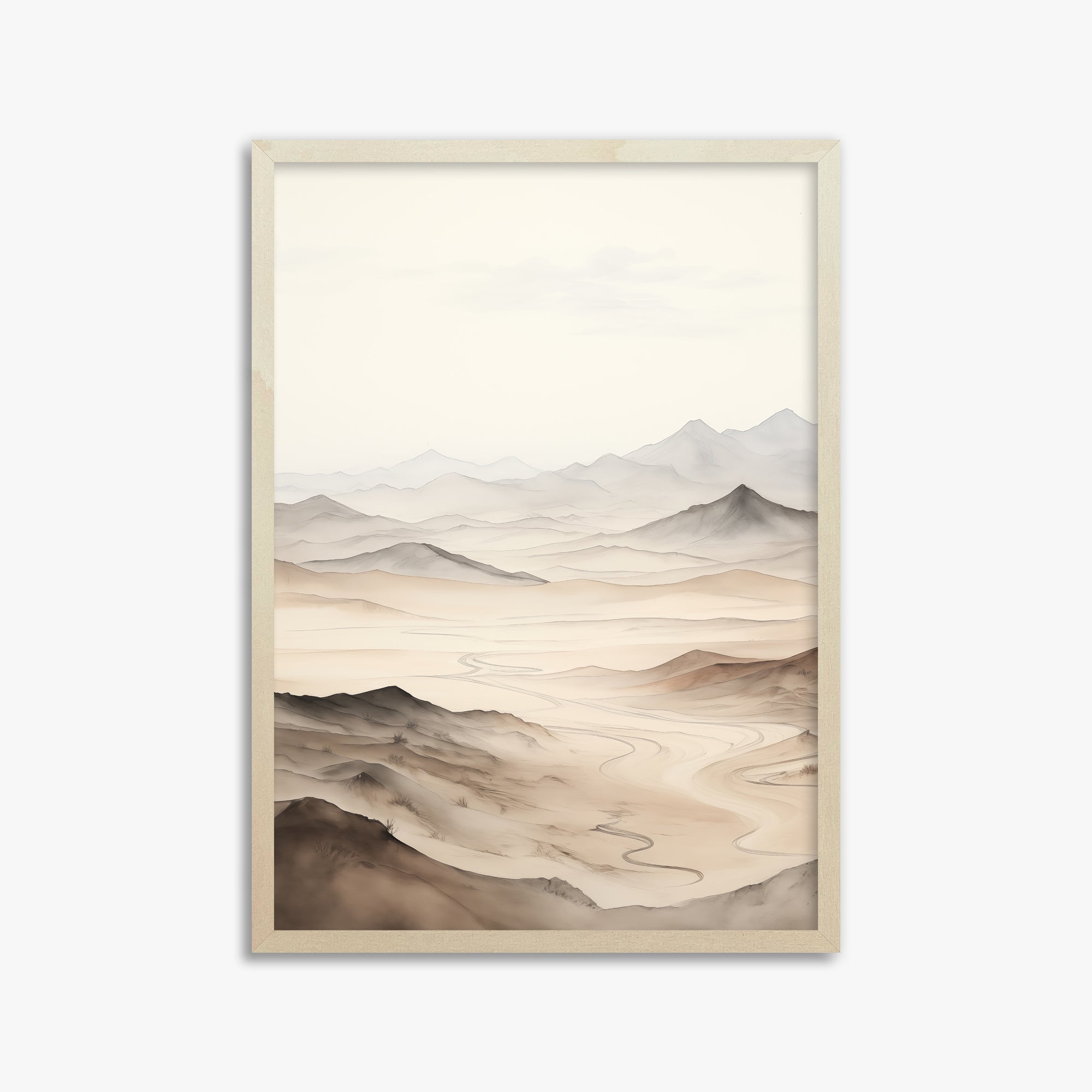Misty Mountains Voyage, 50x70cm Framed Poster With Lime Wood Frame
