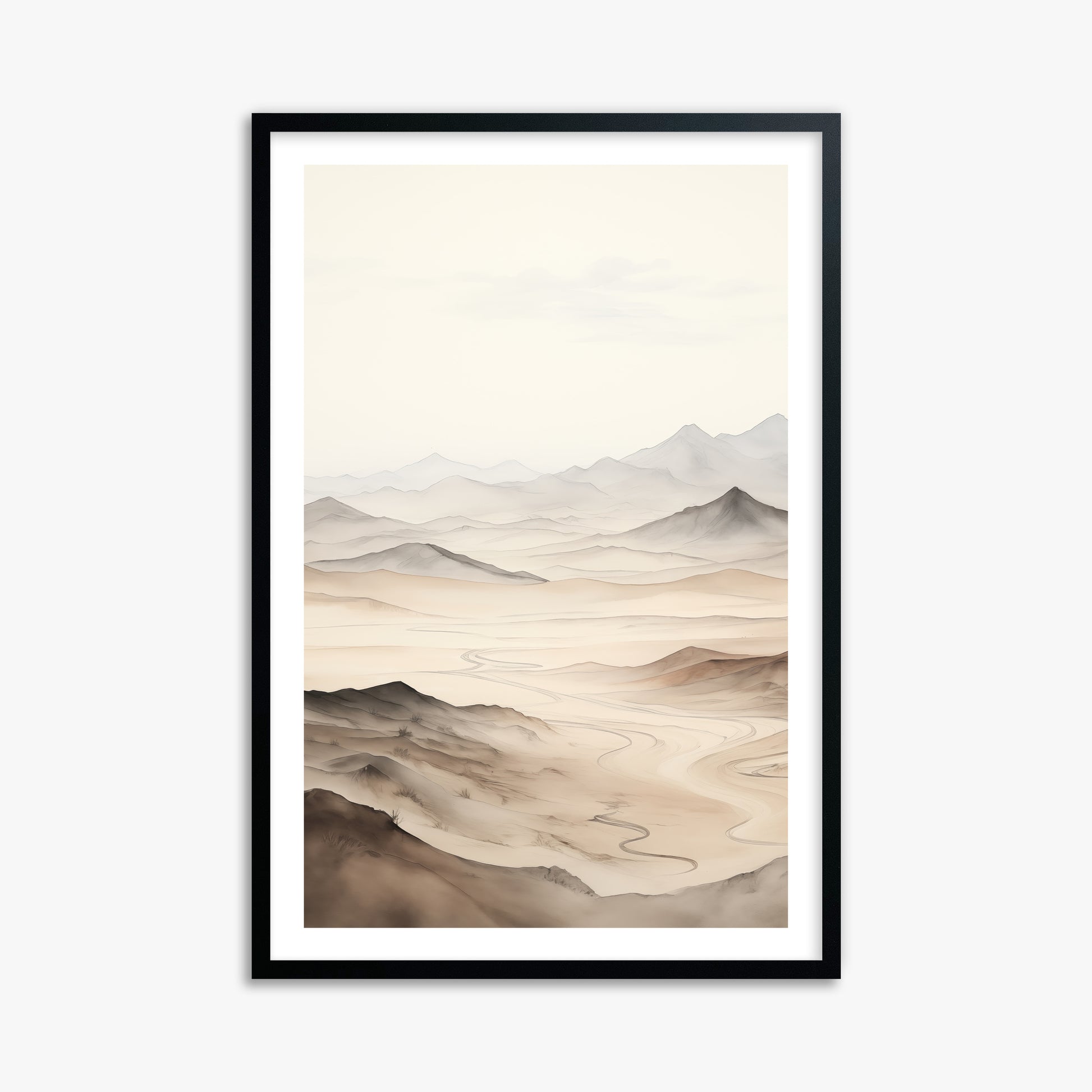 Misty Mountains Voyage, 61x91cm Framed Poster With Black Frame