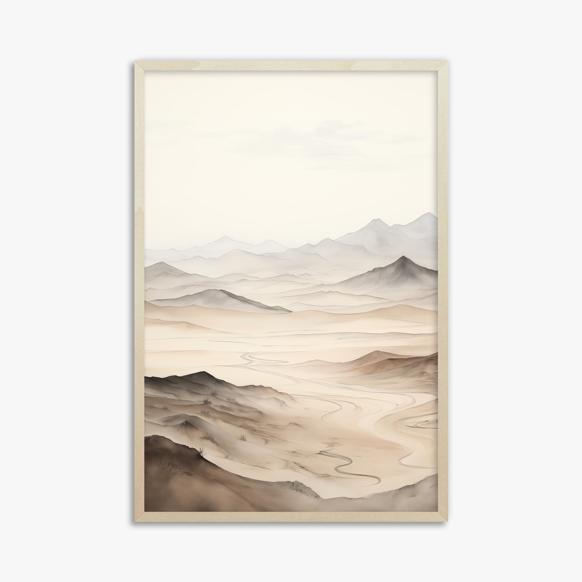 Misty Mountains Voyage, 61x91cm Framed Poster With Lime Wood Frame