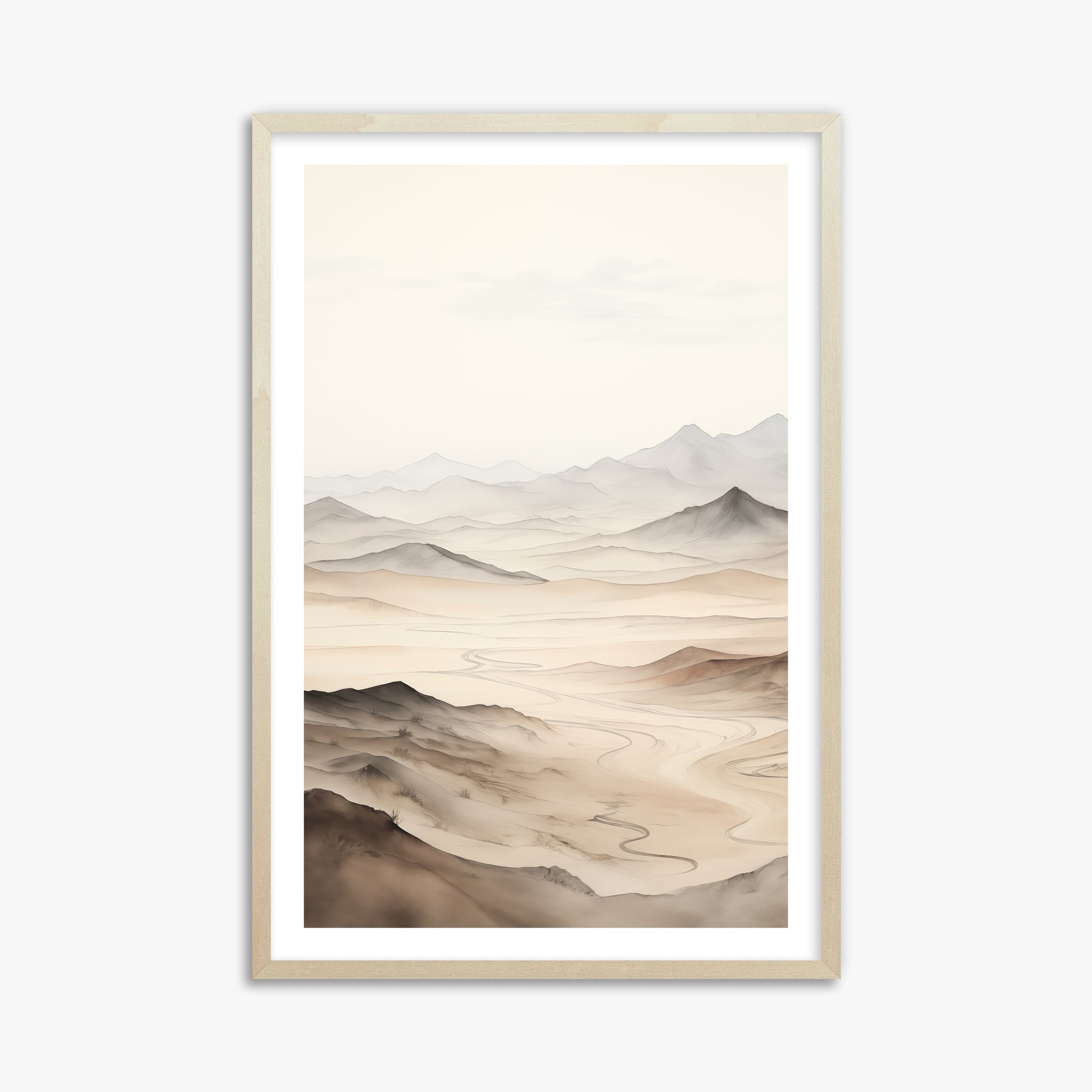 Misty Mountains Voyage, 61x91cm Framed Poster With Lime Wood Frame