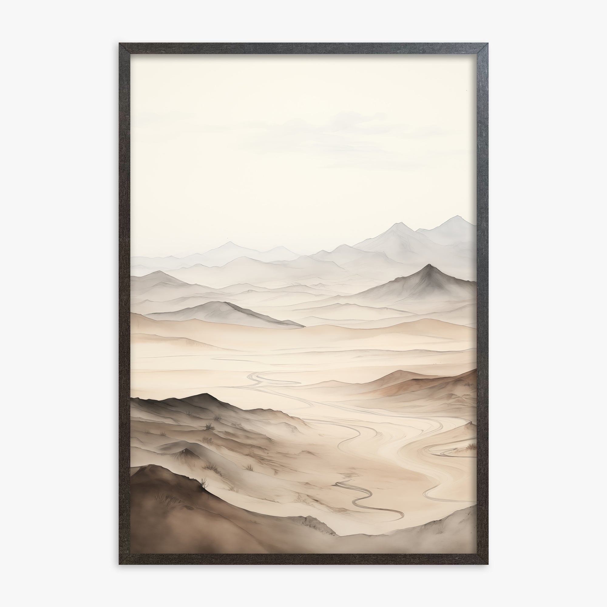Misty Mountains Voyage, 70x100cm Framed Poster With Espresso Frame