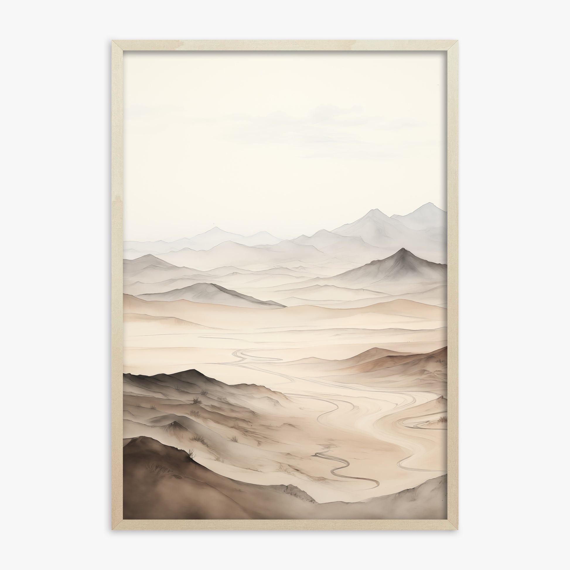Misty Mountains Voyage, 70x100cm Framed Poster With Lime Wood Frame